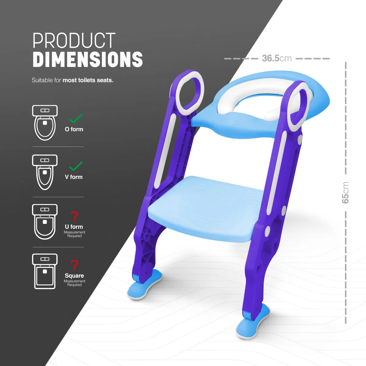 KEPLIN Baby Toilet Reducer with Folding Ladder, Step Up Trainer Toilet Kit with Soft Cushion Universal Model (Viola)