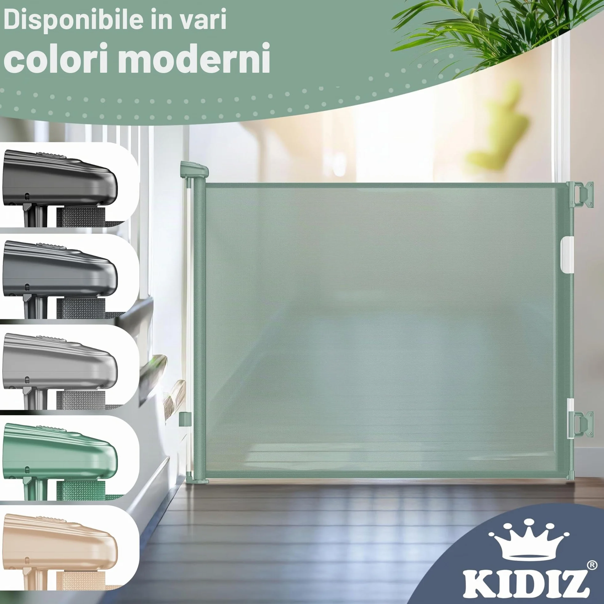 KIDIZ Griglia di protezione per scale e porte allungabile 0-140 cm sicura per bambini e animali domestici