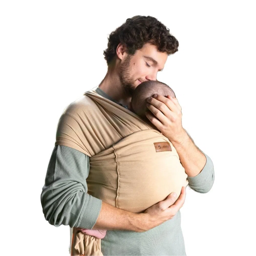 Jané Cocoon Fascia Porta Bebè Elastico, dalla Nascita fino a 20 kg, 5 m, Metodo Canguro, Ergonomica, Traspirante, con Borsa, Beige