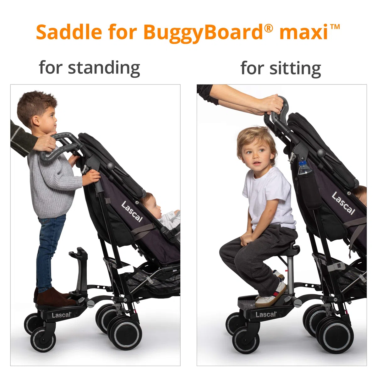 Lascal Saddle per BuggyBoard Maxi, Sellino bambino pieghevole e removibile da pedana buggy board, Seggiolino passeggino per modello Maxi dal 2011 in poi, grigio