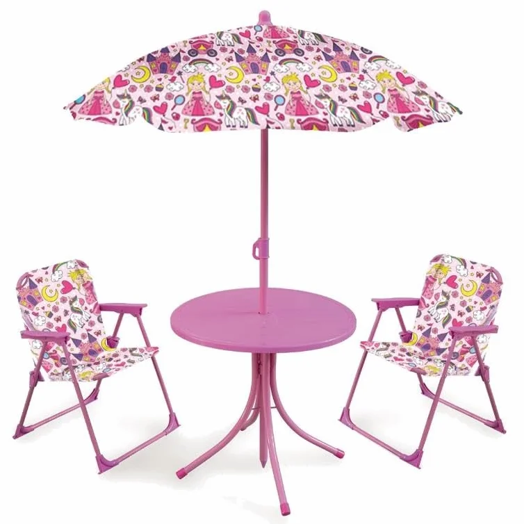 Kasaviva Set Tavolino Baby Bambina con 2 Sedie e Ombrellone Principessa
