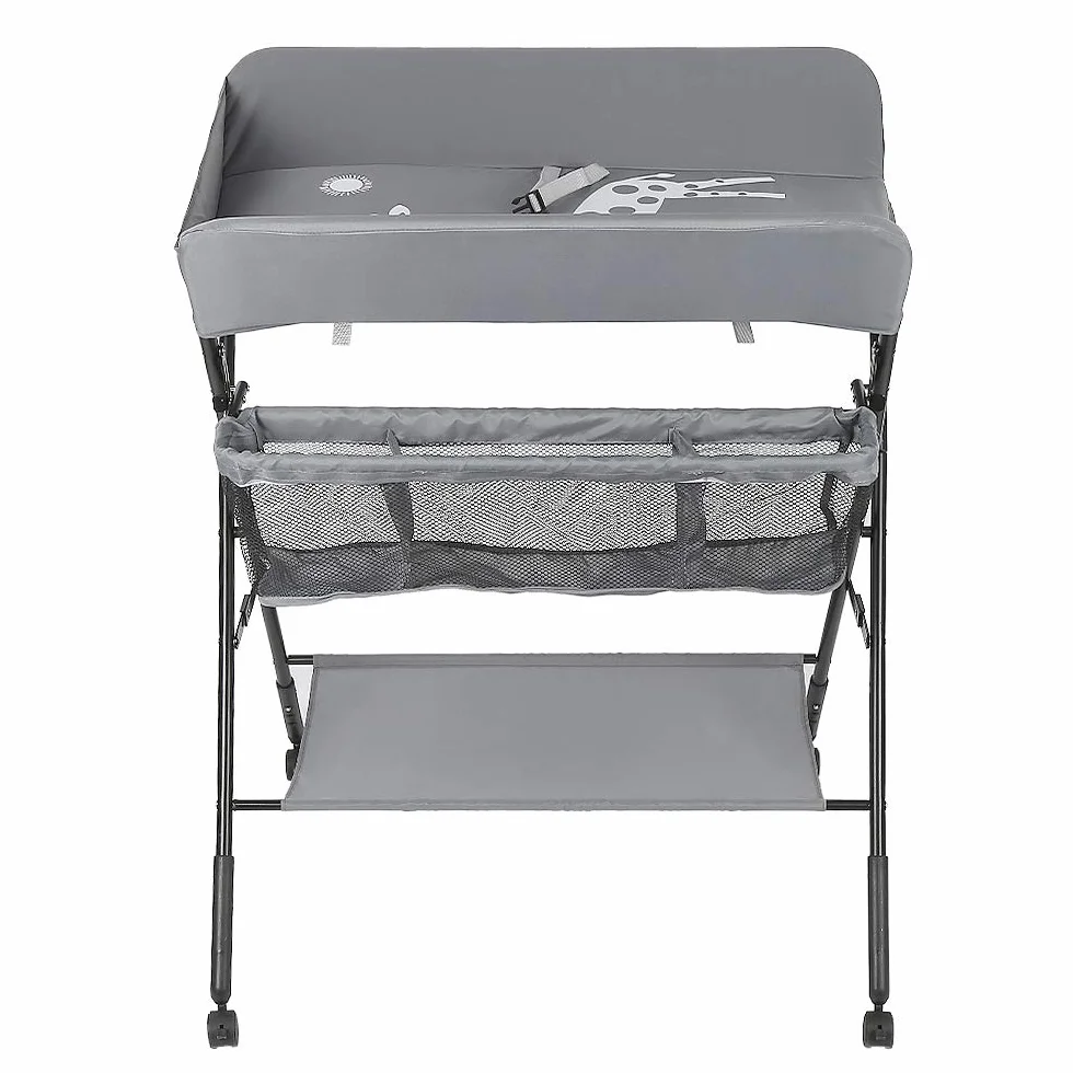 Sarah Baby fasciatoio pieghevole portatile con cintura di sicurezza e scomparti grigio