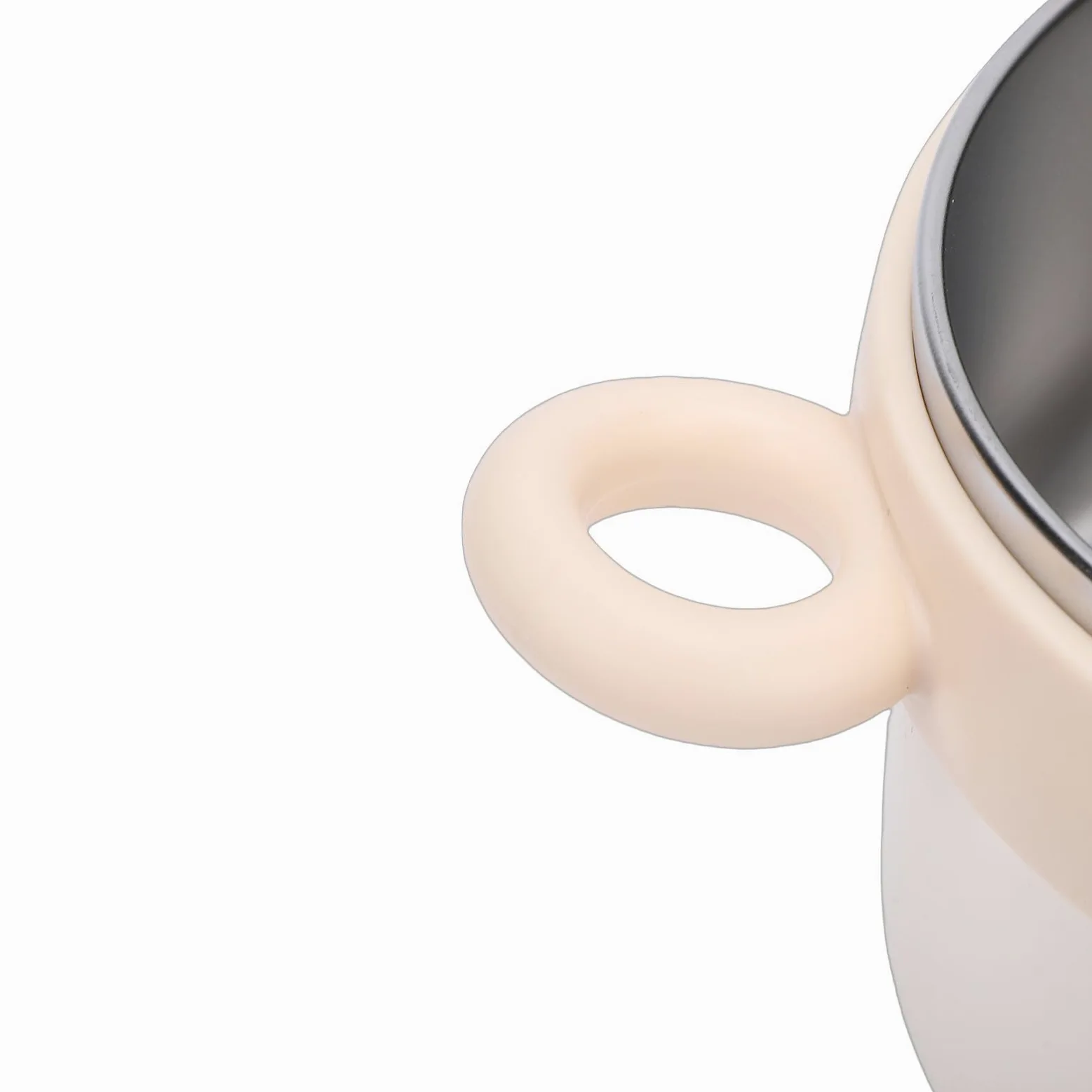Ciotola Scaldavivande Intelligente per Bambini, Scaldavivande Senza Fili in Acciaio Inossidabile di Grande capacità da 470 Ml per Neonati e Bambini Piccoli (Colore Crema)