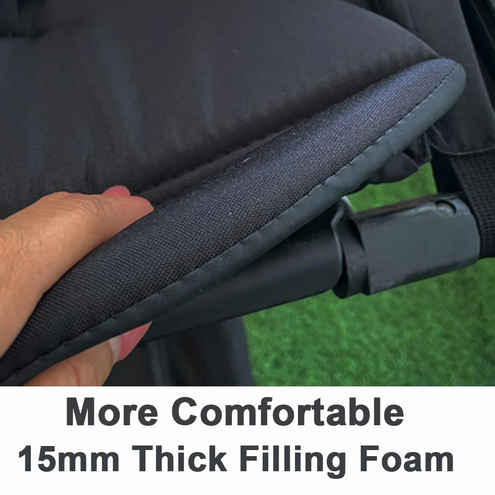 Cuscino per seggiolino e tettuccio per passeggino compatibile con Babyzen YOYO 2 e YOYO+, kit di ricambio per accessori per passeggino, tessuto impermeabile a doppio strato (nero)