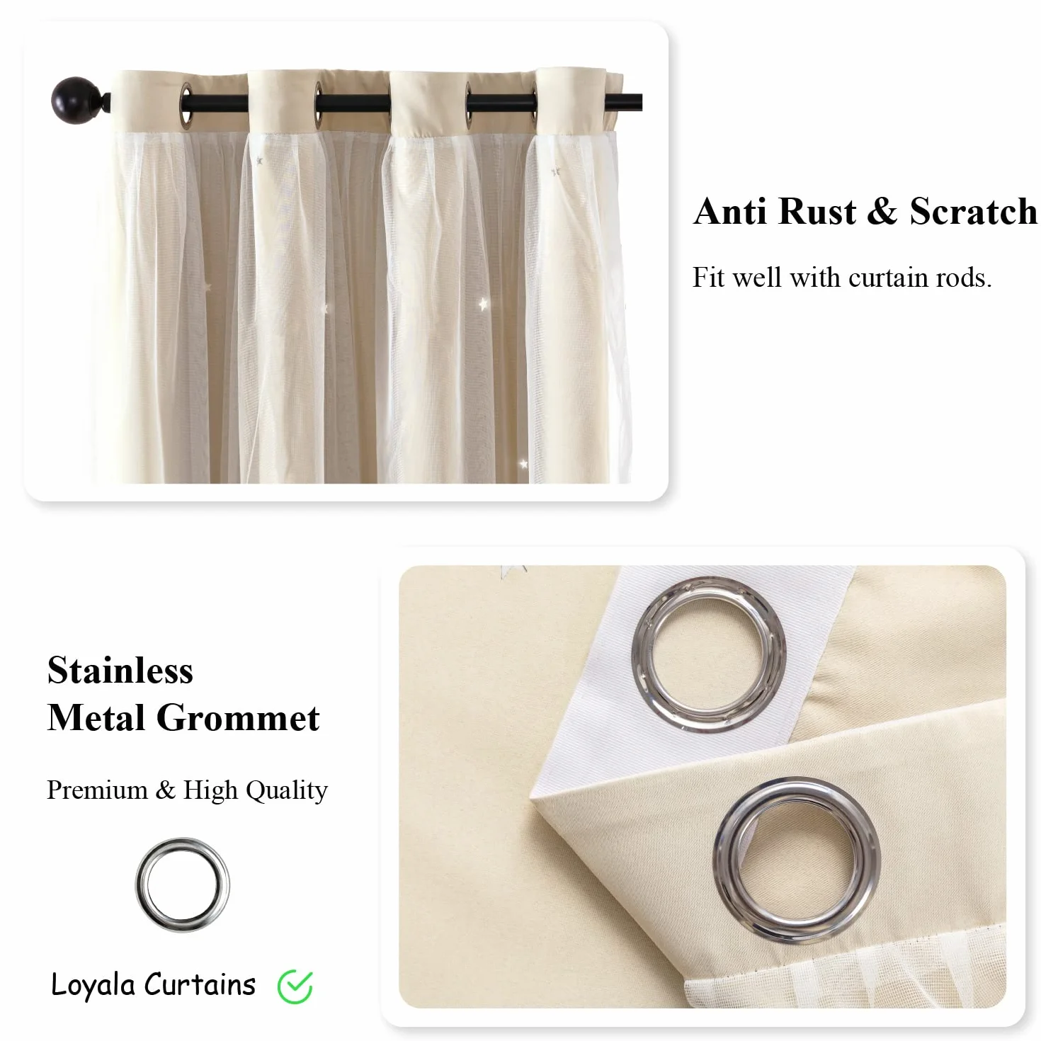Loyala Tende Oscuranti Stelle 132x244 cm Set 2 Pannelli Camera da Letto Bambine