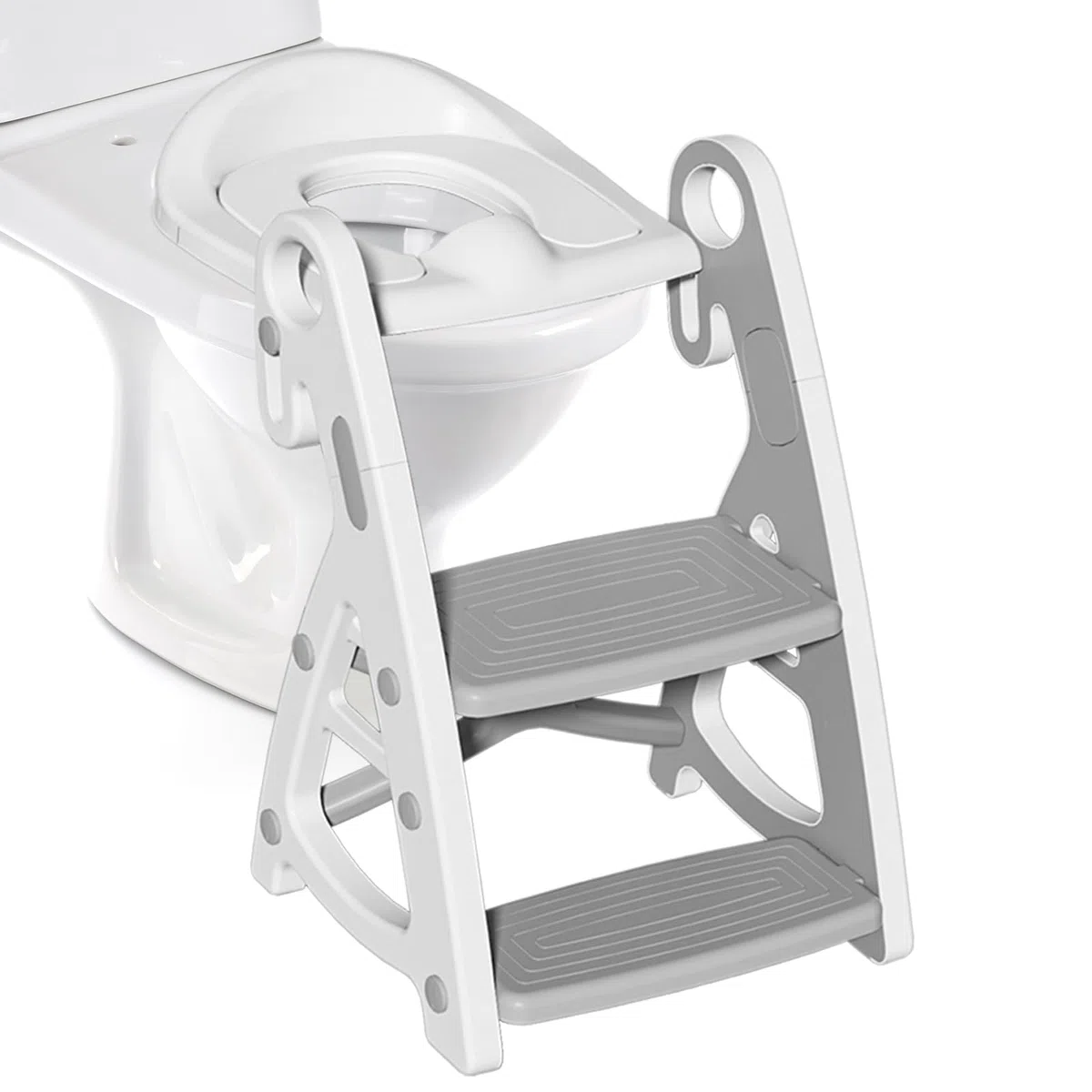 Withosent Riduttore WC Bambini con Scaletta, Altezza Regolabile Scaletta WC con PU Imbottita, Pieghevole 2-in-1 Scaletta Bambini, Riduttore Water con Pedana Antiscivolo per Ragazzi, Ragazze