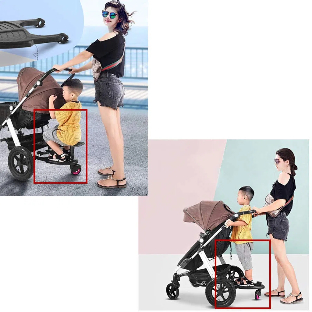 Piattaforma Passeggino con Sedile Monopattino Carrello Rimovibile e Assemblabile (Rosa)