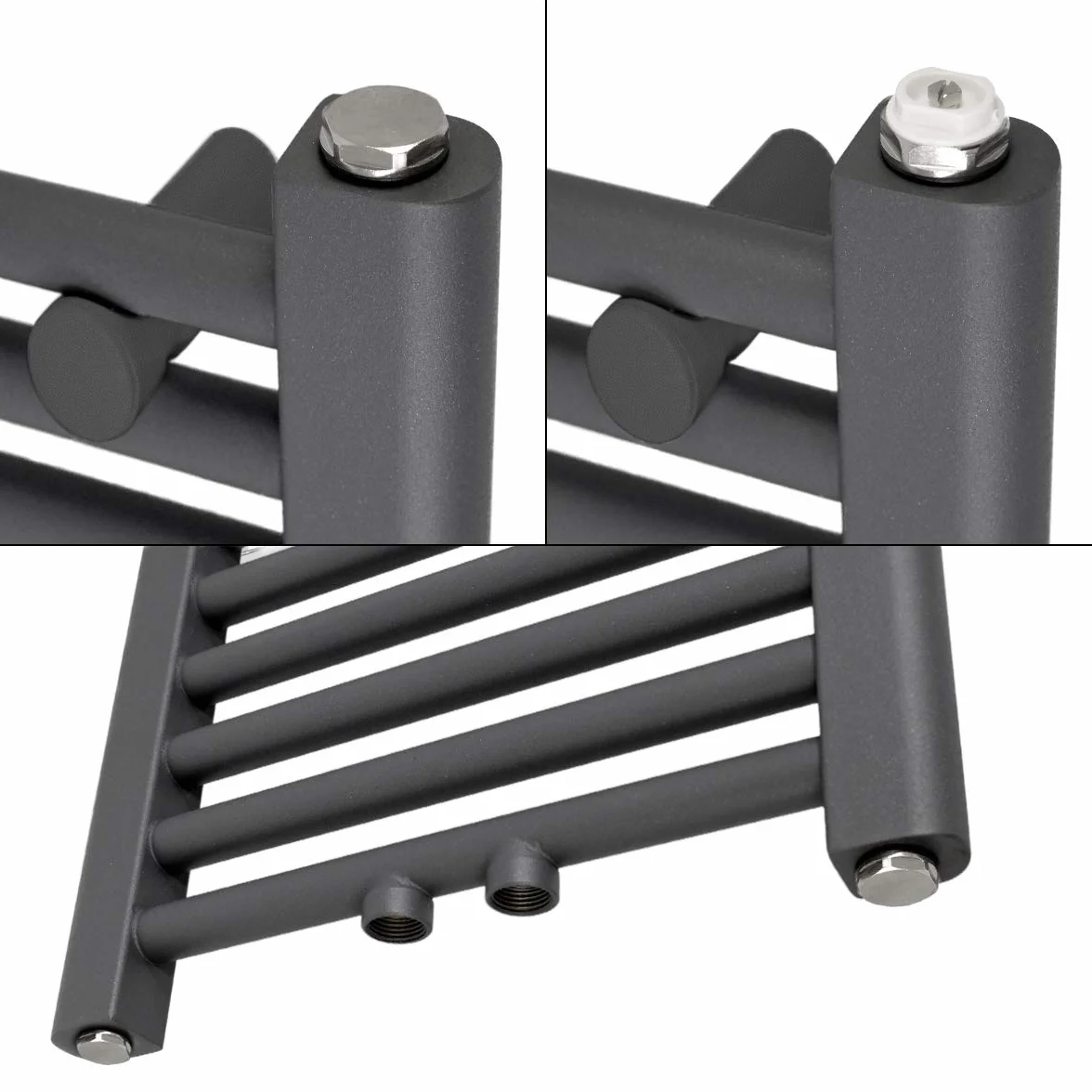 ECD Germany Radiatore Scaldasalviette Sahara - 600 x 1500 mm - Antracite Dritto con Attacco Centrale Radiatore Scaldasalviette Asciugabiancheria 600x1500 mm Dritto con Attacco centrale non elettrico