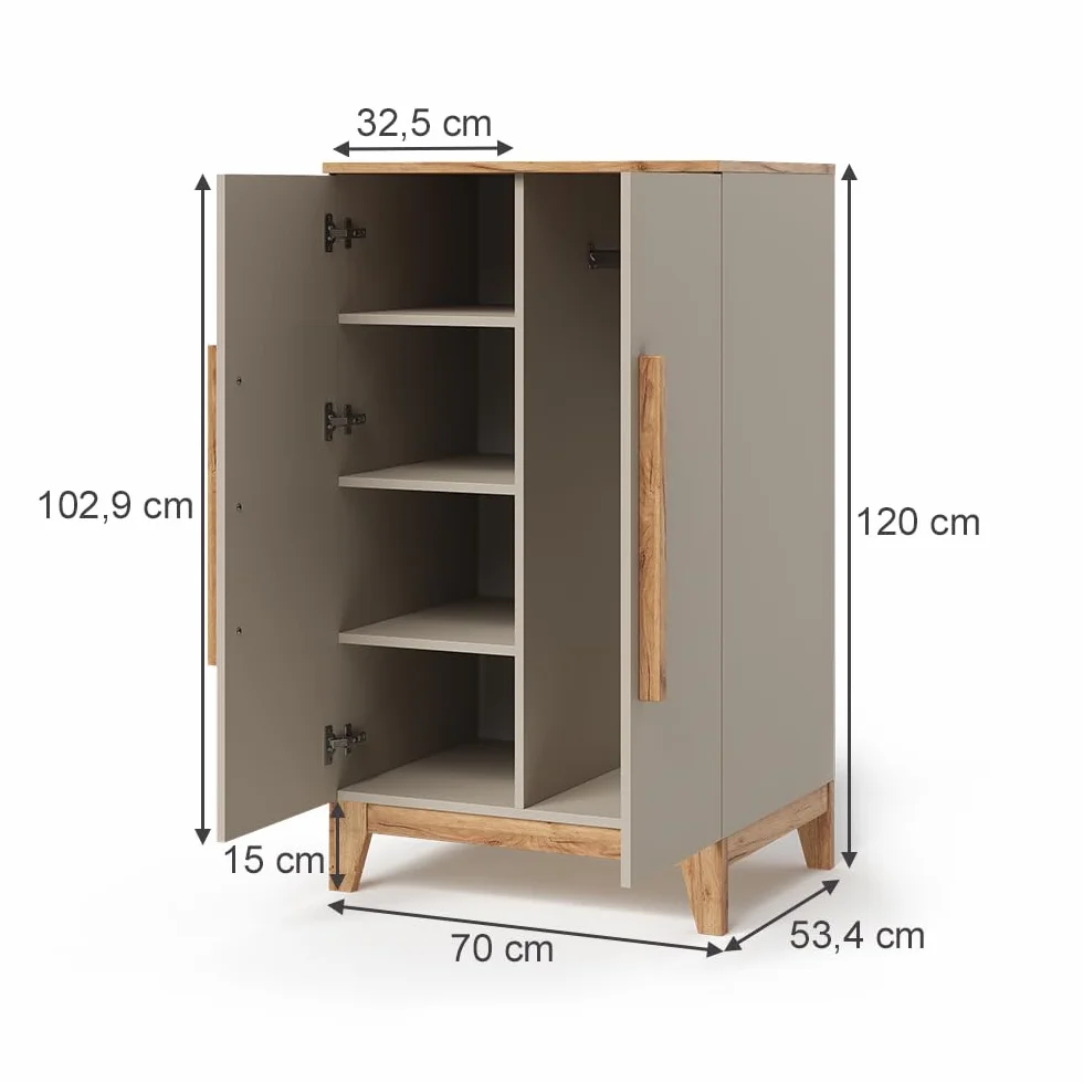 VitaliSpa Armadio per bambini Malia 70 x 120 cm Cashmere Artigianale