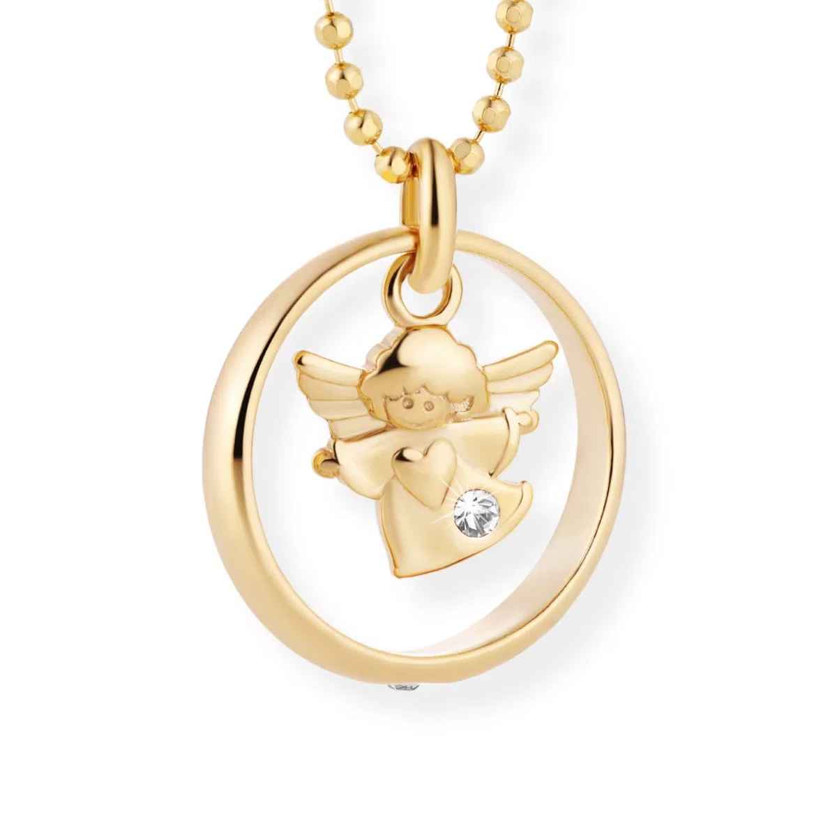 fish Collana Per Bambini Con Ciondolo Angelo In Argento Placcato Oro