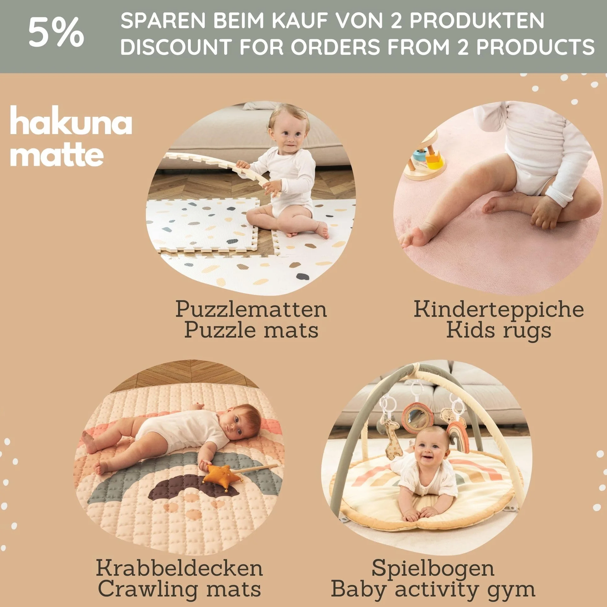 Hakuna Matte Grande Tappeto morbido bambini Imbottito 150cm - Tappeto Giochi bambini Spesso 1.5cm Design Aquarell - Tappeto neonato con Supporto Antiscivolo per Gattonare, Giocare
