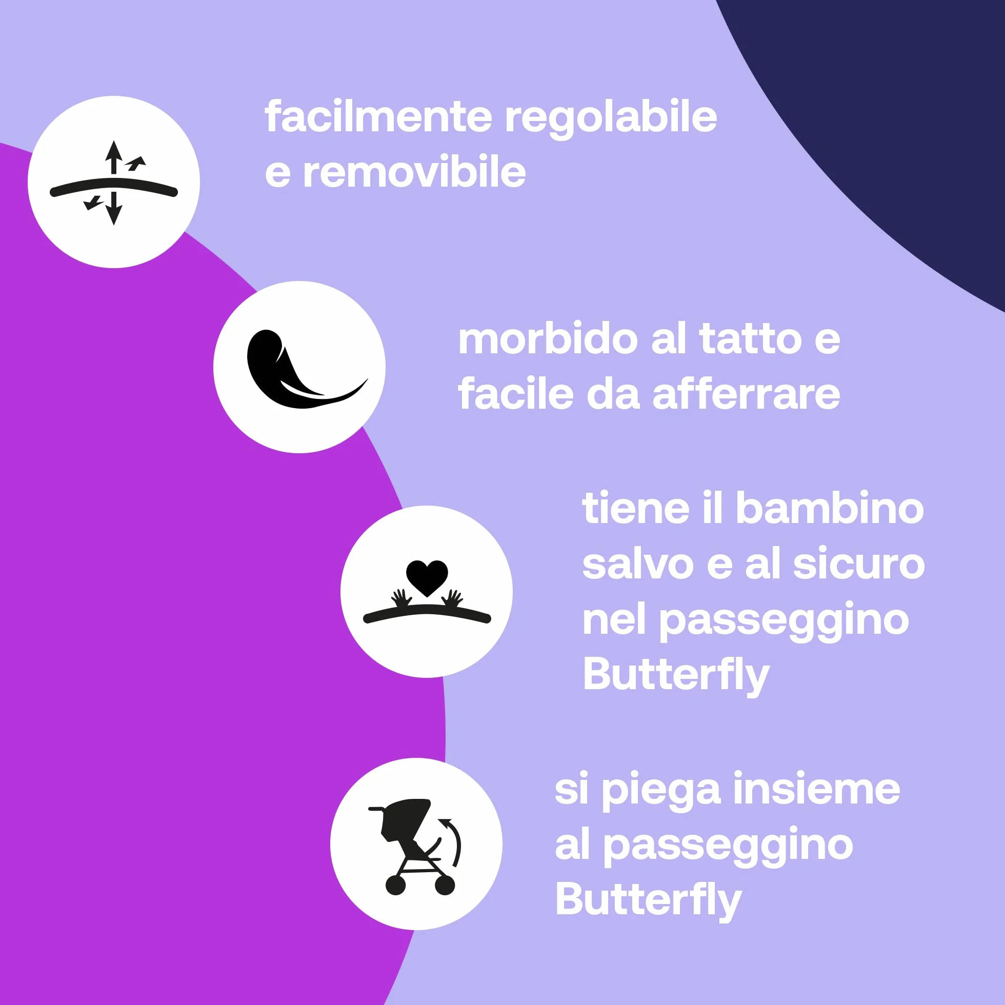 Bugaboo Paraurti a forma di farfalla, bracciolo sicuro per passeggino a farfalla, regolabile, facile da pulire, design minimalista e sostenibile, impugnatura per bambini in crescita, nero