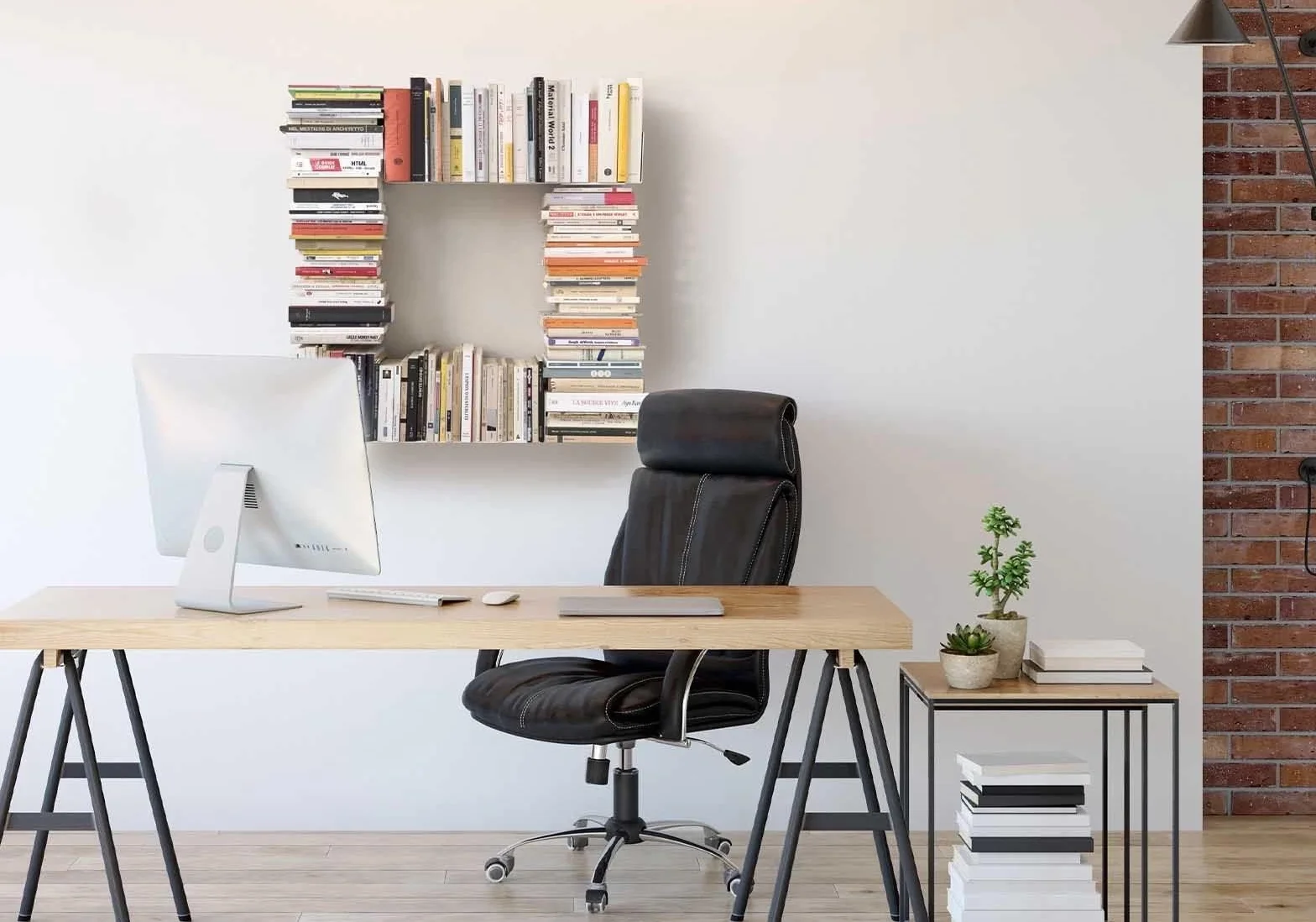 TEEbooks Libreria di Design CARRÉE Bianca | Libreria da Parete Moderna Design Minimalista Made in Italy