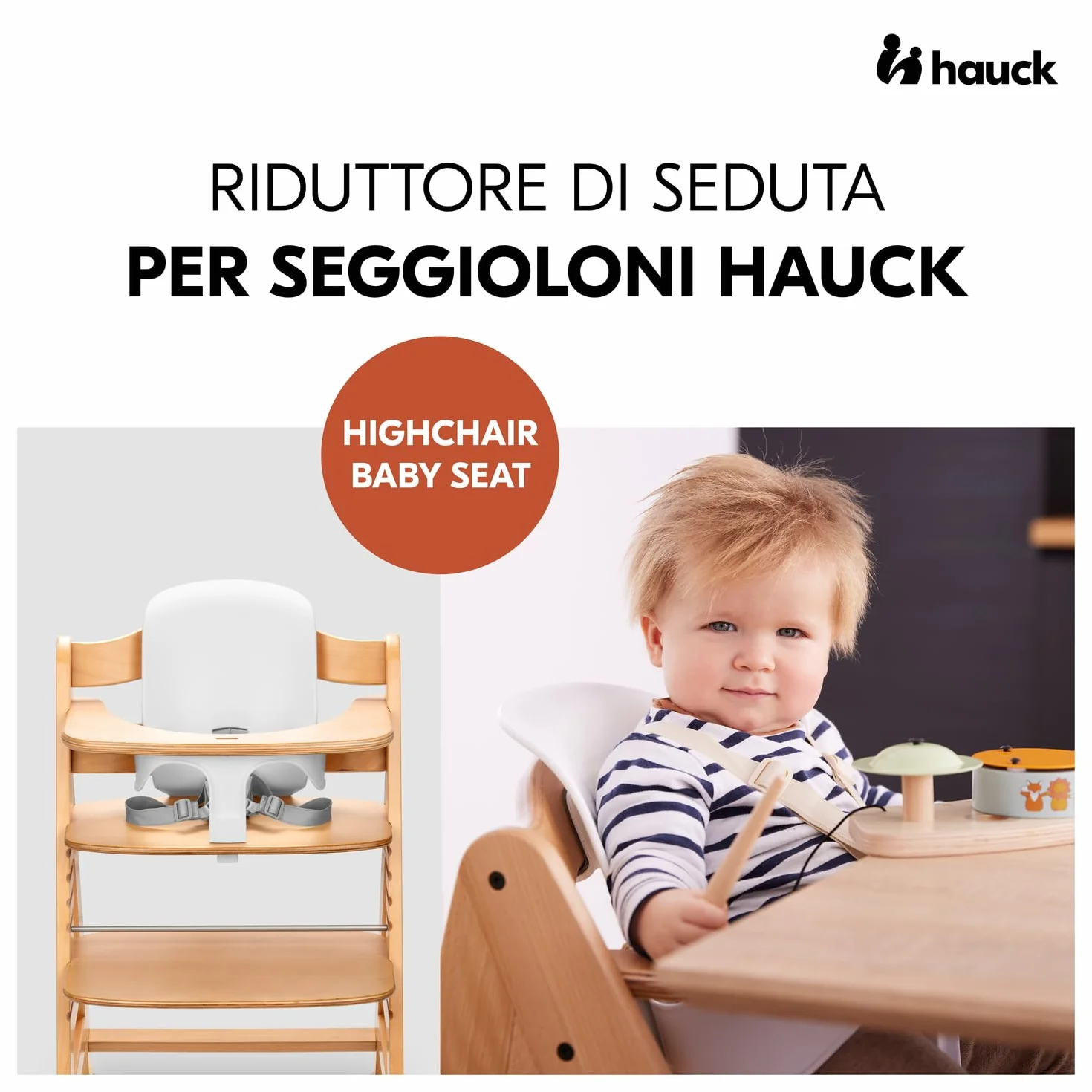 Hauck Highchair Baby Seat White Riduttore di Seduta per Seggioloni Alpha+ Beta+ Arketa 6-24 Mesi Schienale Ergonomico Larghezza Regolabile Plastica Resistente