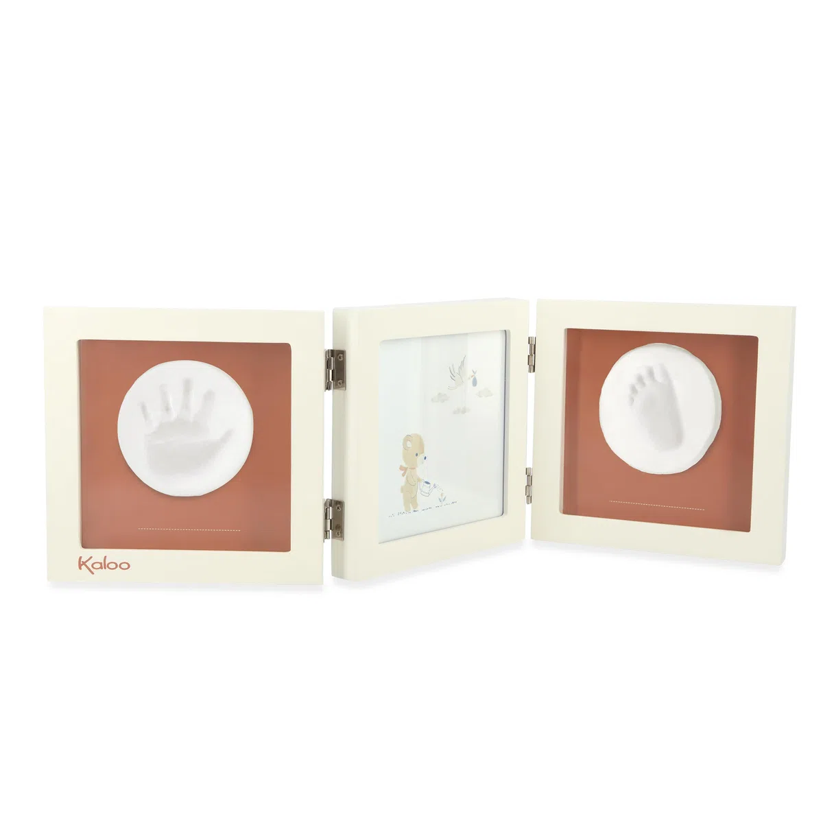 Kaloo - Rêves De Douceur - Cornice Portafoto e Impronte Neonato - Kit Impronte in Argilla - Facile da Usare e Non Sporca - Regalo per la Nascita - Beige, K220001