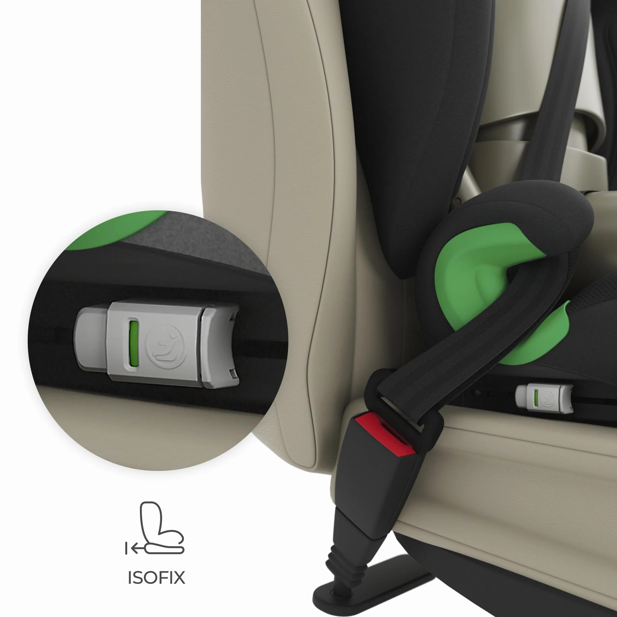 Kinderkraft JUNIOR FIX2 PRO I-SIZE Seggiolino auto 15-36 kg, Gruppo 2-3, 100-150 cm, con Isofix, Poggiatesta regolabile, Sistemi di sicurezza, Leggero Facile da trasportare, Facile da pulire, Nero