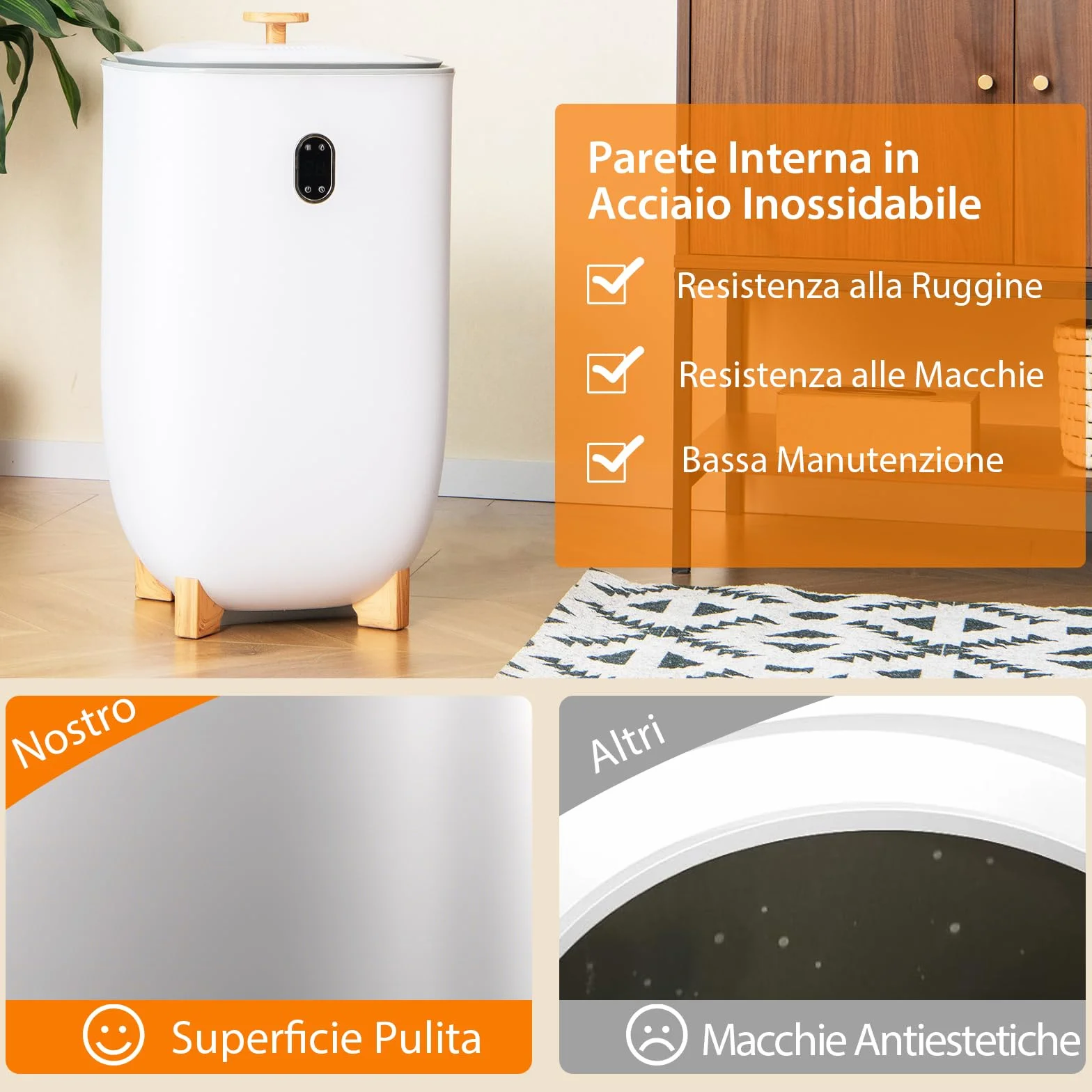 RELAX4LIFE Scaldasalviette 35L Acciaio Inox Caldo Asciutto Spegnimento Automatico