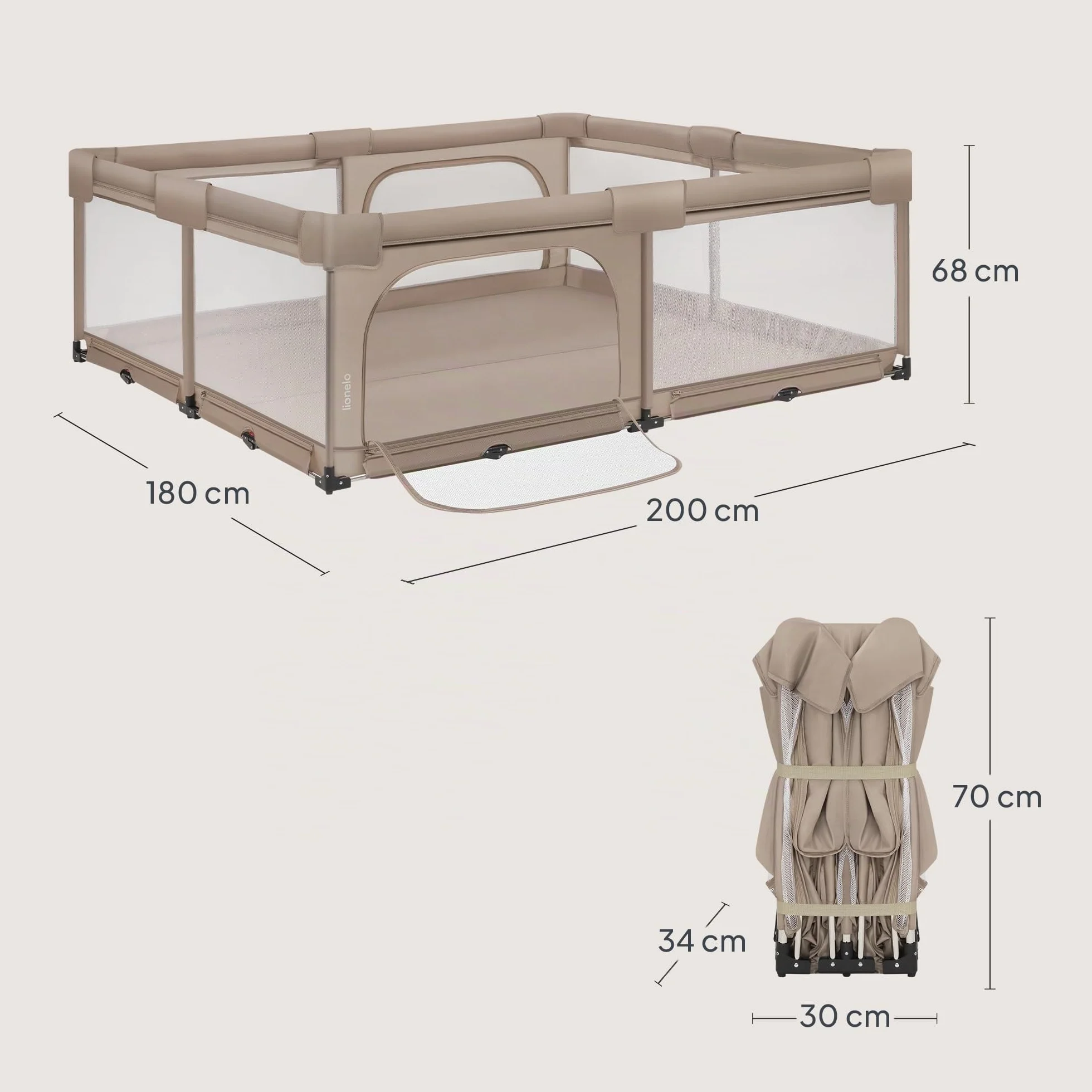 Lionelo FLORENCE XL EASY FOLD Box per Bambini 180 x 200 cm Recinto Pieghevole con Lati in Rete