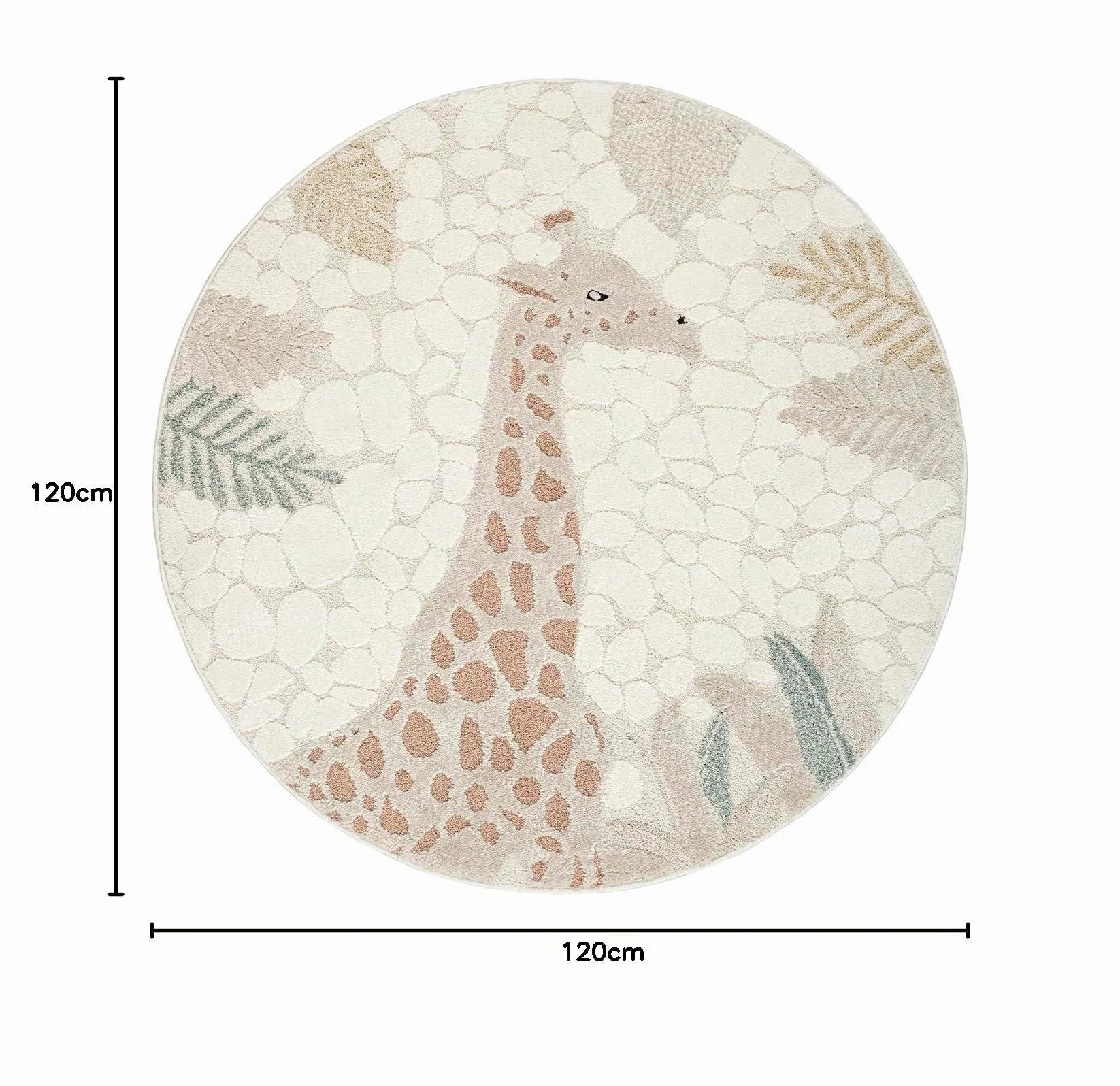 the carpet Jungle Kids Tappeto per cameretta dei bambini, effetto 3D, facile da pulire, resistente, giraffa, 120 cm, rotondo