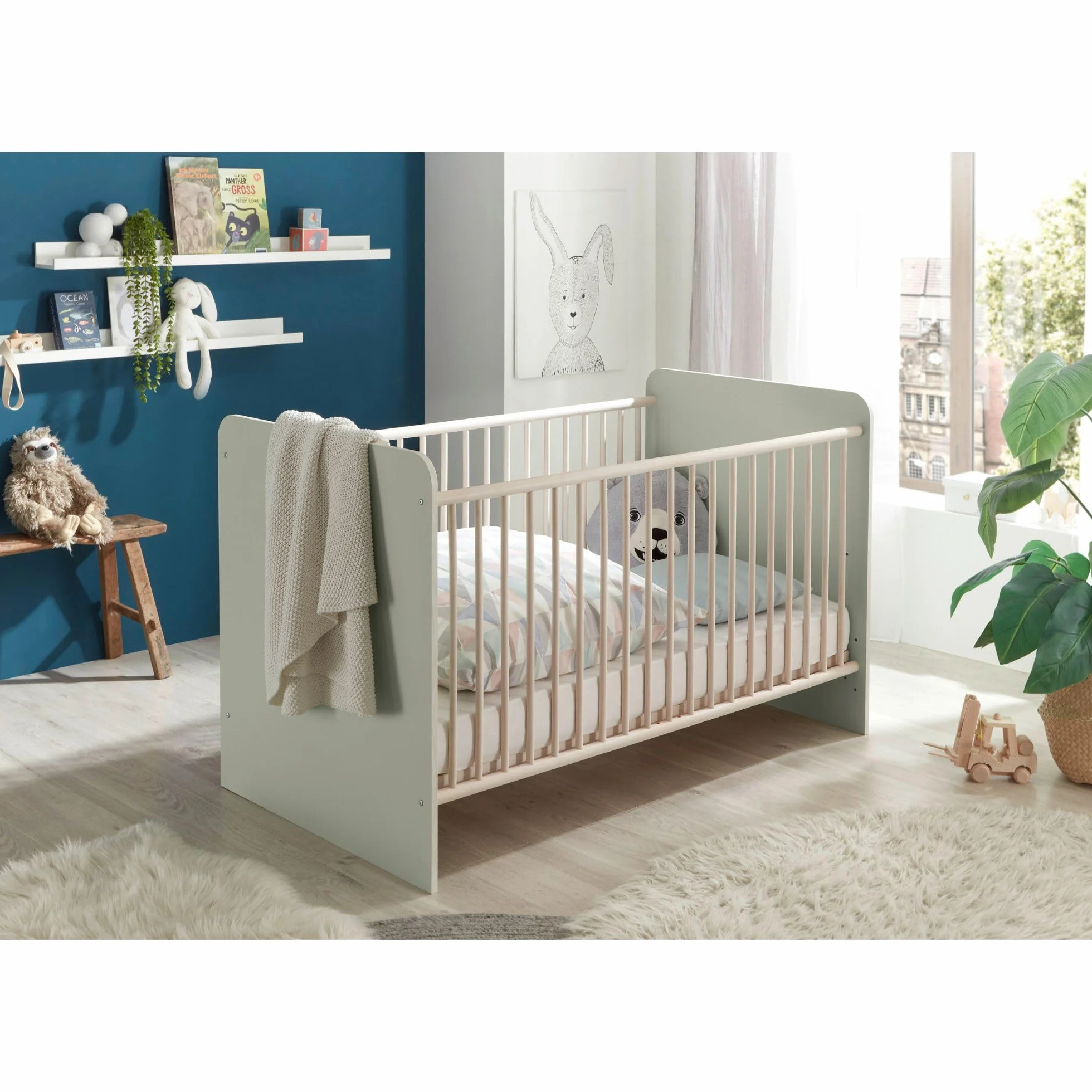 PRIZZI Completo per cameretta dei Bambini 3 Pezzi Fasciatoio Legno Verde Pastello/Aurum