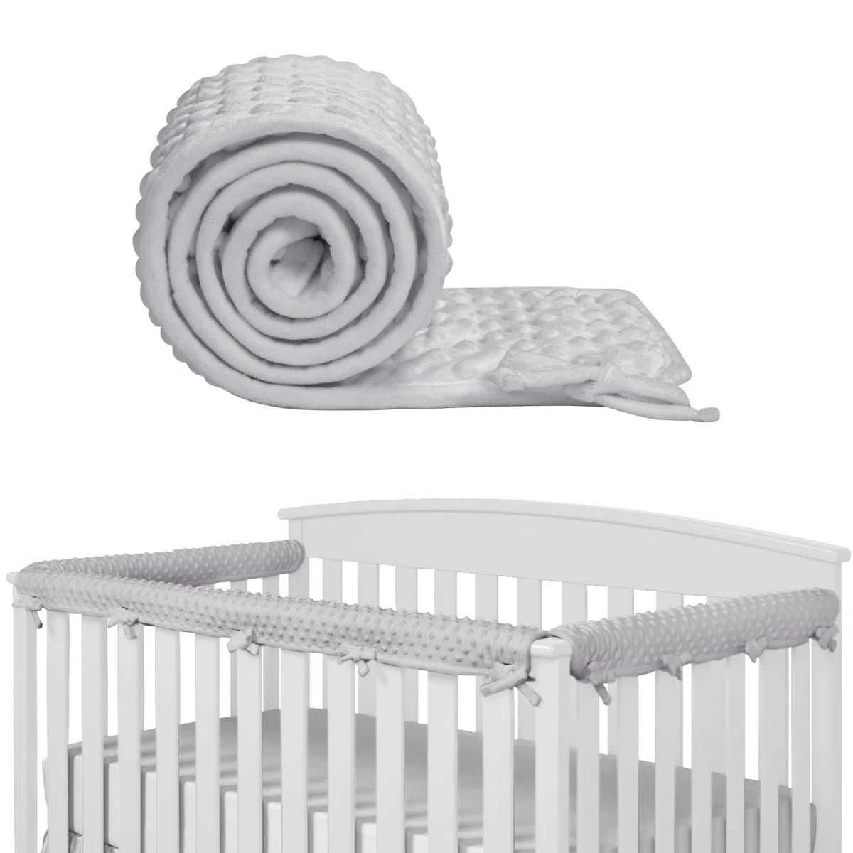 IULONEE 3pcs Copertura di Protezione della Ringhiera del letto Baby Rail Cover 128x18cm/68x18cm Copertura per le Guide del letto per Bambini si Adatta ai Paraurti Laterali e Anteriori (Grigio)