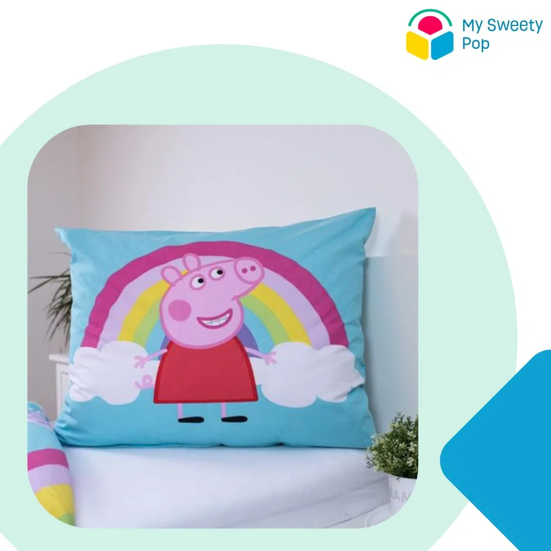 Set di biancheria da letto per bambini Peppa Pig - 2 pezzi - copripiumino - reversibile - 140 x 200 cm - federa - 70 x 90 cm - biancheria da letto - 100% cotone