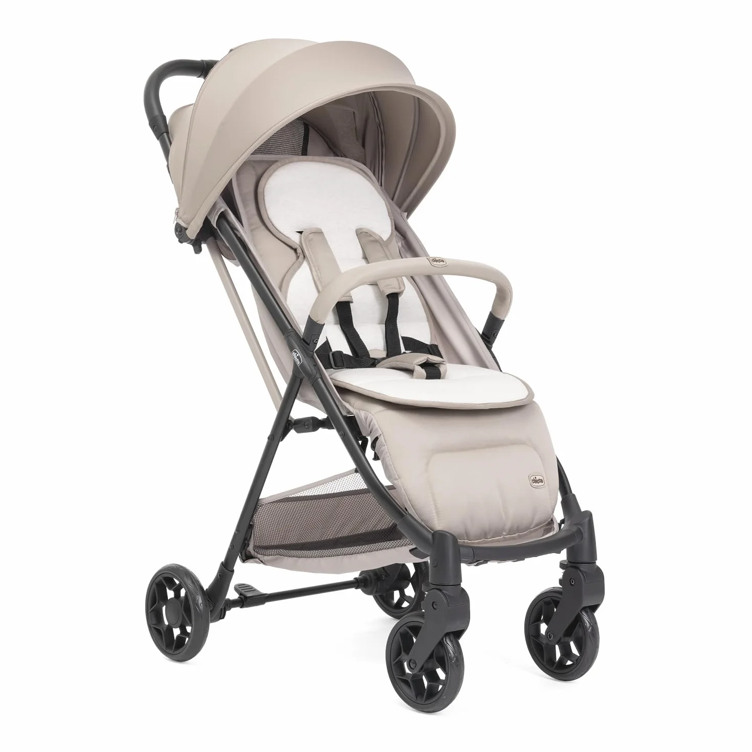 Chicco Passeggino Taormina 0+ Mesi - 22 Kg Leggero Chiusura Smart Compatta Capotte Estensibile UV50+ Antipioggia Schienale Regolabile Poggiagambe Beige