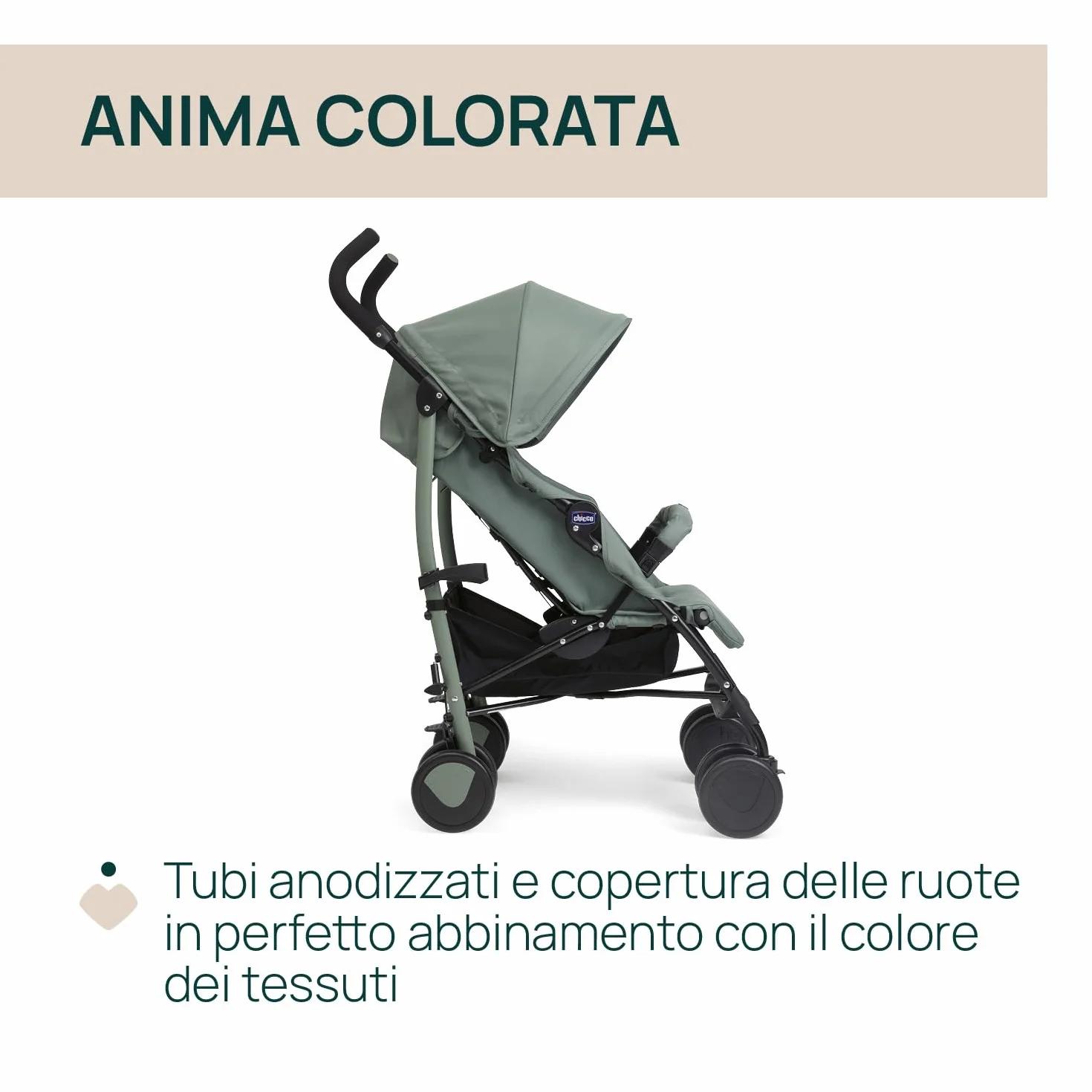 Chicco Echo Lite Passeggino Leggero 0-22 kg Schienale Reclinabile 4 Posizioni Ruote Anteriori Girevoli