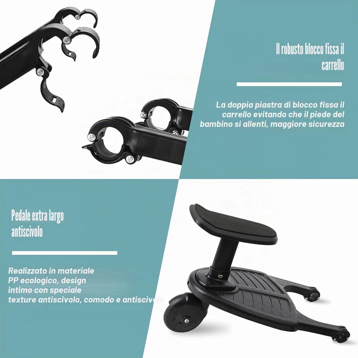Vihir Pedana Passeggino con Sedile, Sedile Rimovibile E Assemblato Scheda, Pedana buggy board per bambini di 2-5 anni (25 kg)