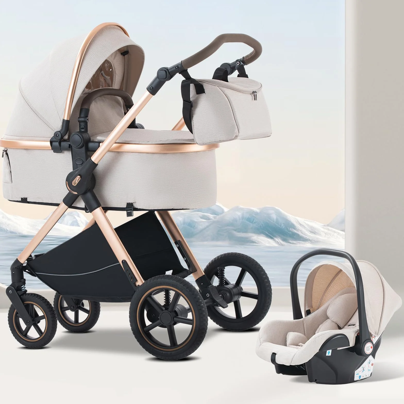 BEBBY passeggino trio 3 in 1 cittadino pieghevole lusso D2-DEEPGREY H2-D