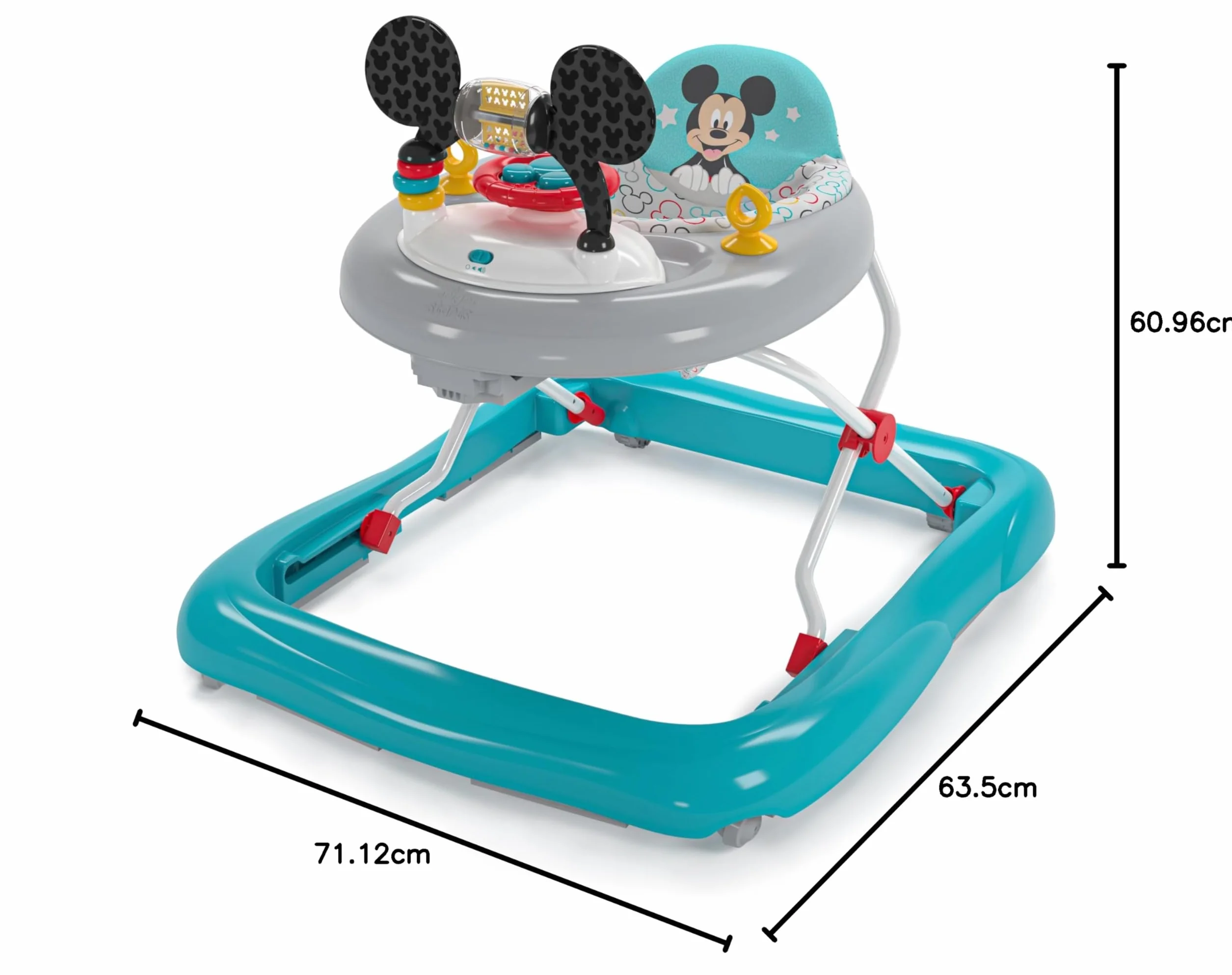 Bright Starts, Disney Baby, Girello multiattività 2 in 1 Topolino - Altezza regolabile e telaio facilmente ripiegabile, 6+ mesi