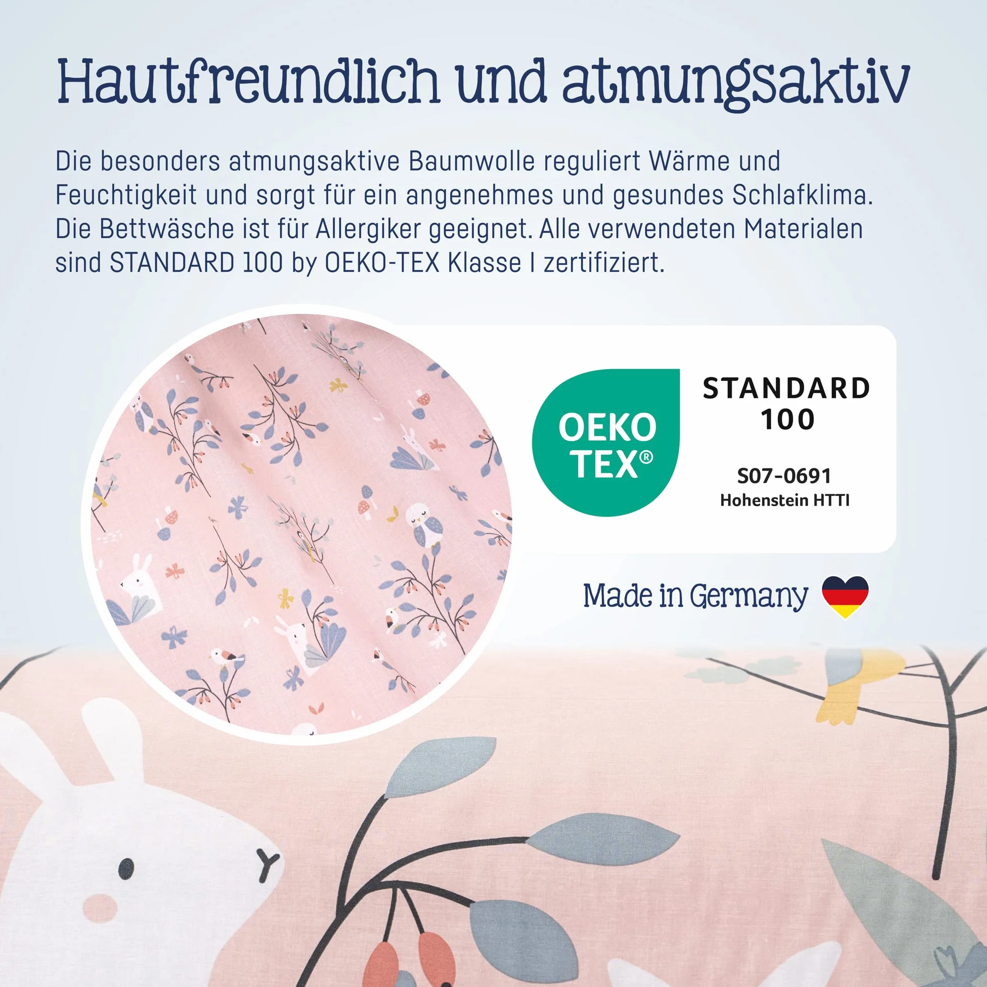 Julius Zöllner Biancheria da letto per bambini, 100% cotone, standard 100 by OEKO-TEX, made in Germany, dimensioni: 100 x 135 + 40 x 60 cm, colore: Rosalie