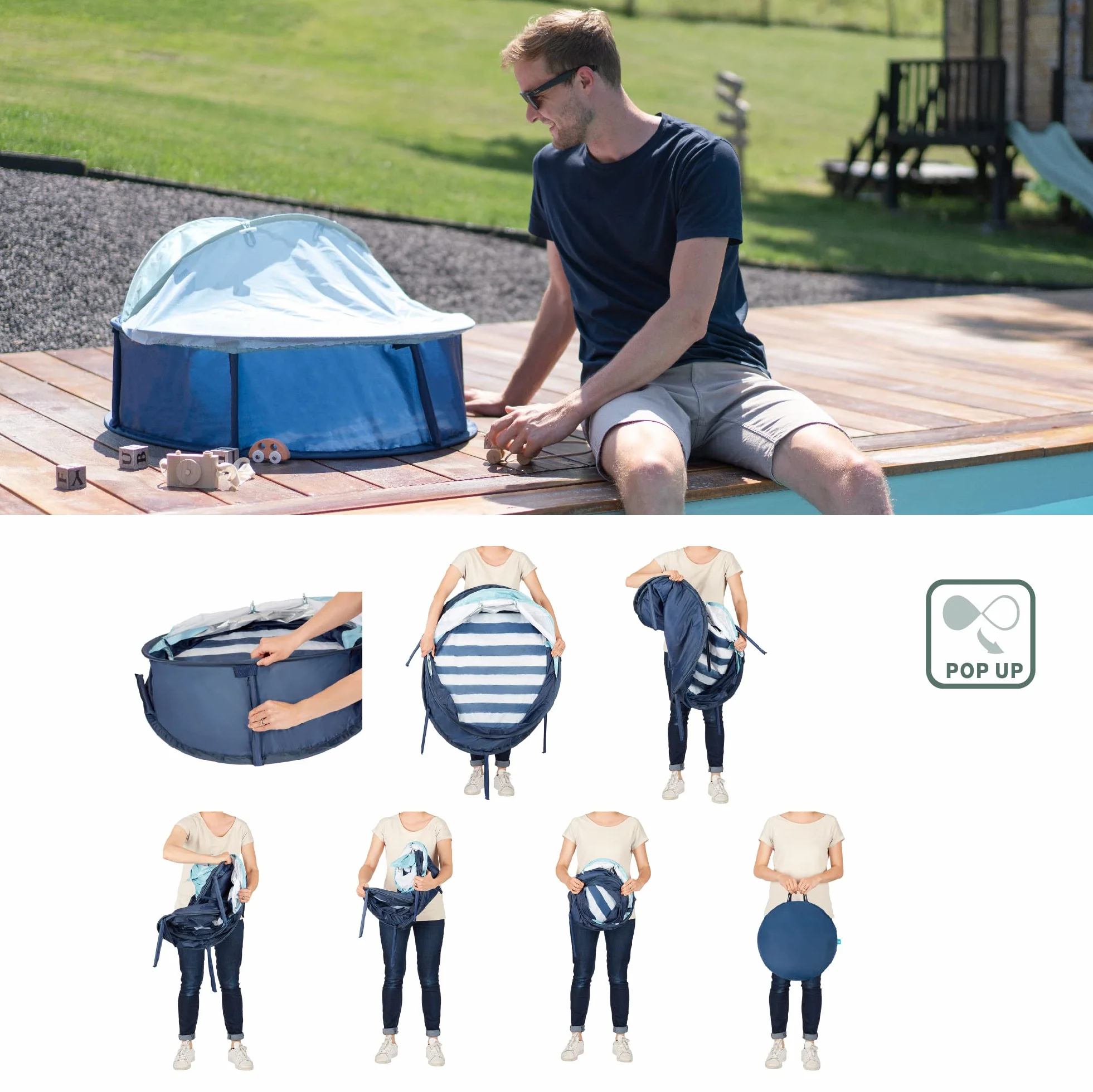Babymoov Babyni Box giochi & lettino anti-UV SPF 50+ Marinière
