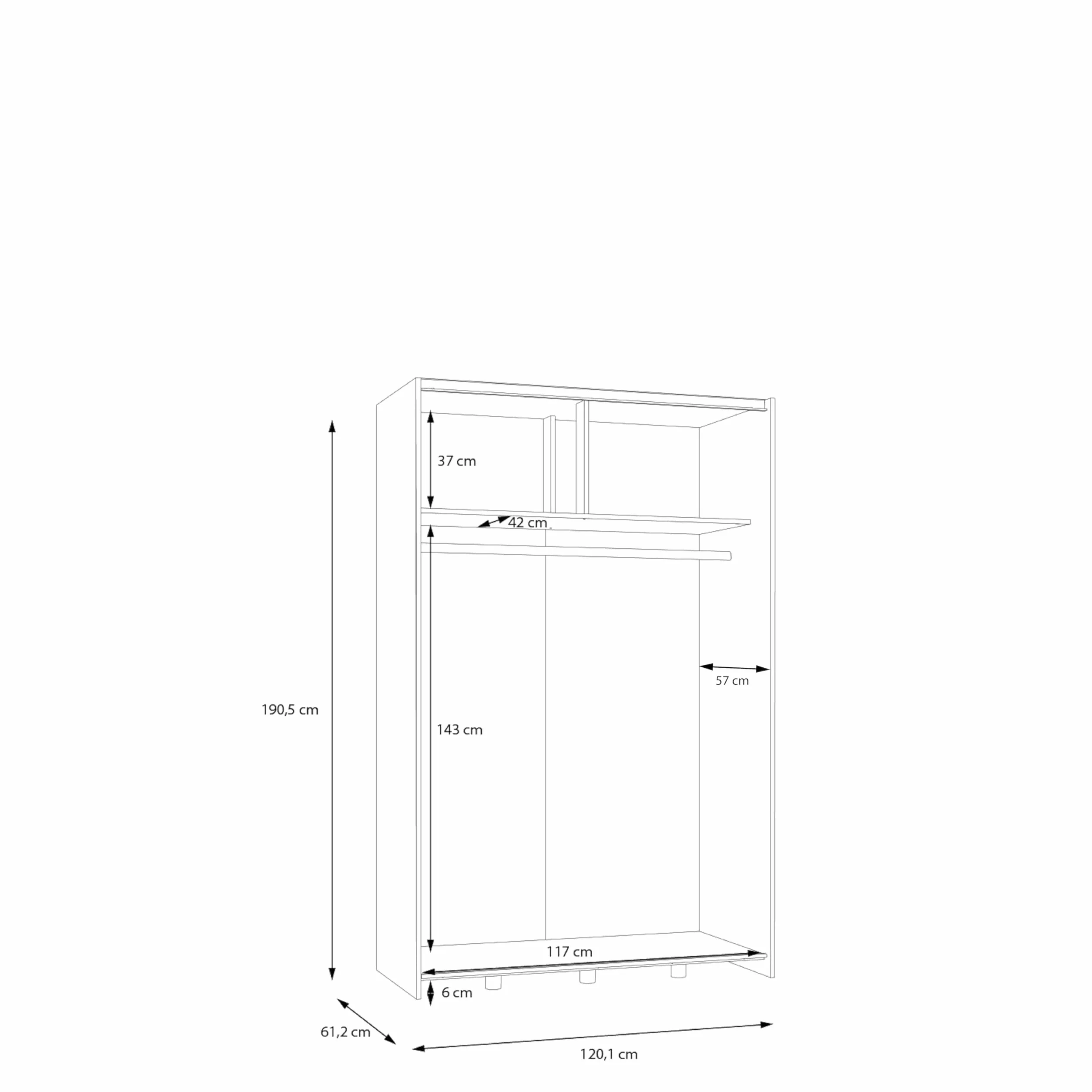 Armadio con ante scorrevoli in legno truciolare 120x191x61 cm AVANTI TRENDSTORE