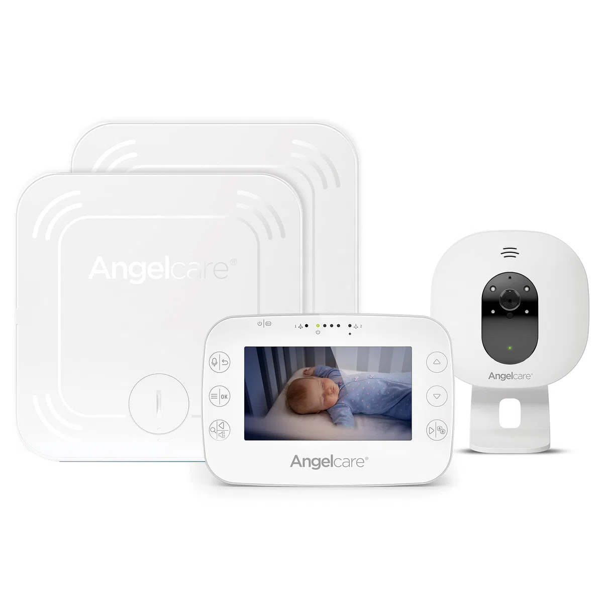 Angelcare SmartSensor Pro 3, monitoraggio 3 in 1: video + audio + movimento con sensori wireless, visualizzazione della temperatura ambiente
