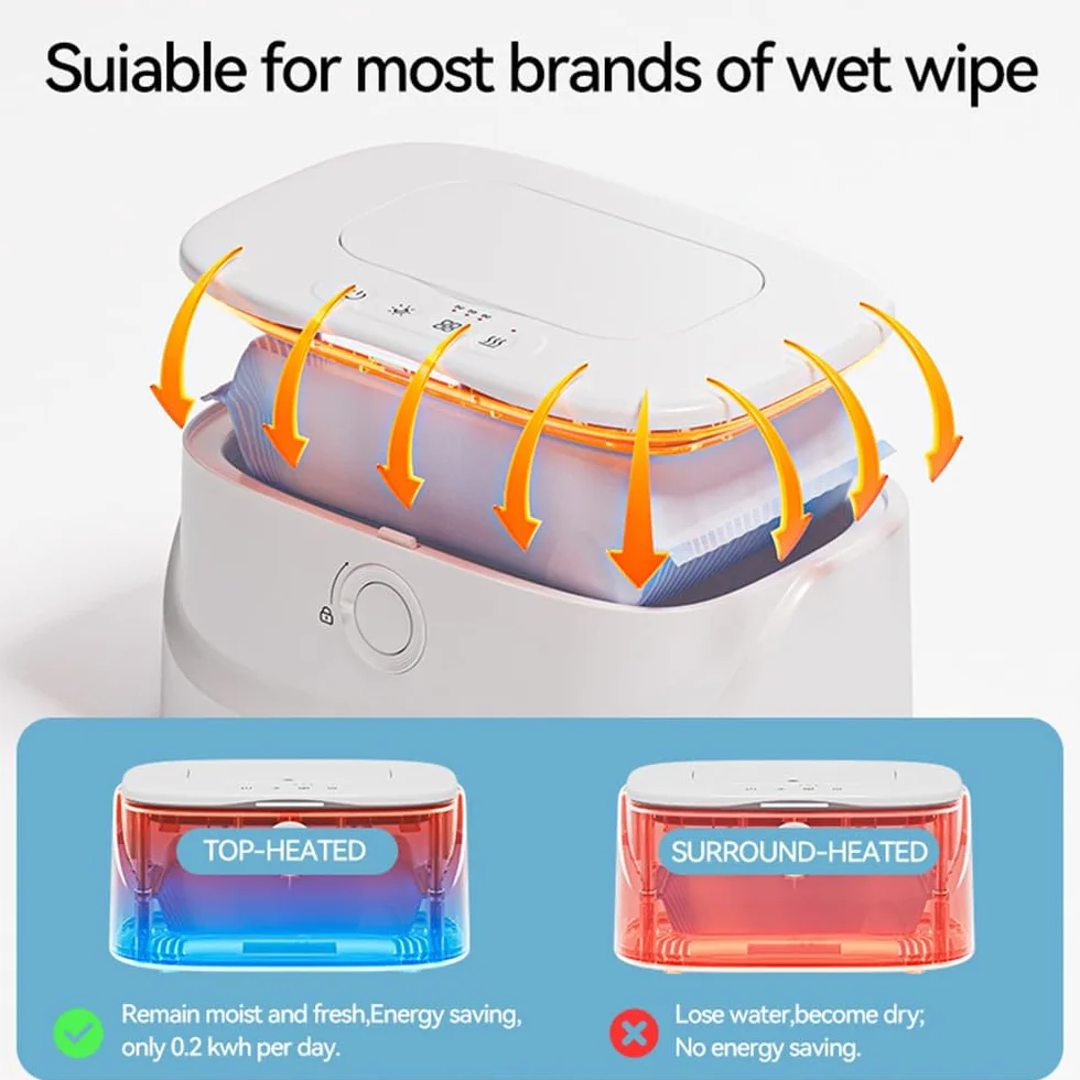 Scaldasalviette umidificate per neonati grande capacità 3 temperature 3 livelli luminosità luce notturna dispenser