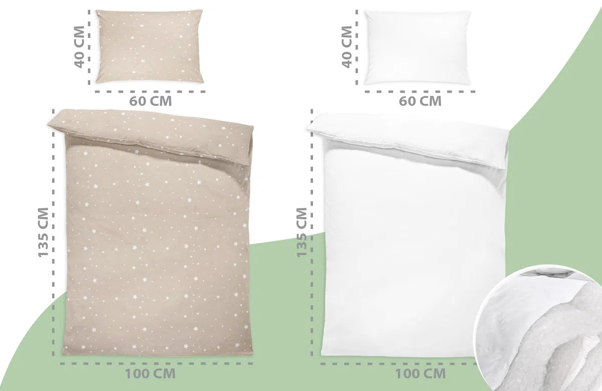 Totsy Baby Biancheria da letto per bambini 100x135 cm in cotone - Set per bambini con copripiumino e federa 40x60 cm con piumino e cuscino per lettino di bambino ragazzo e ragazza Oeko-Tex
