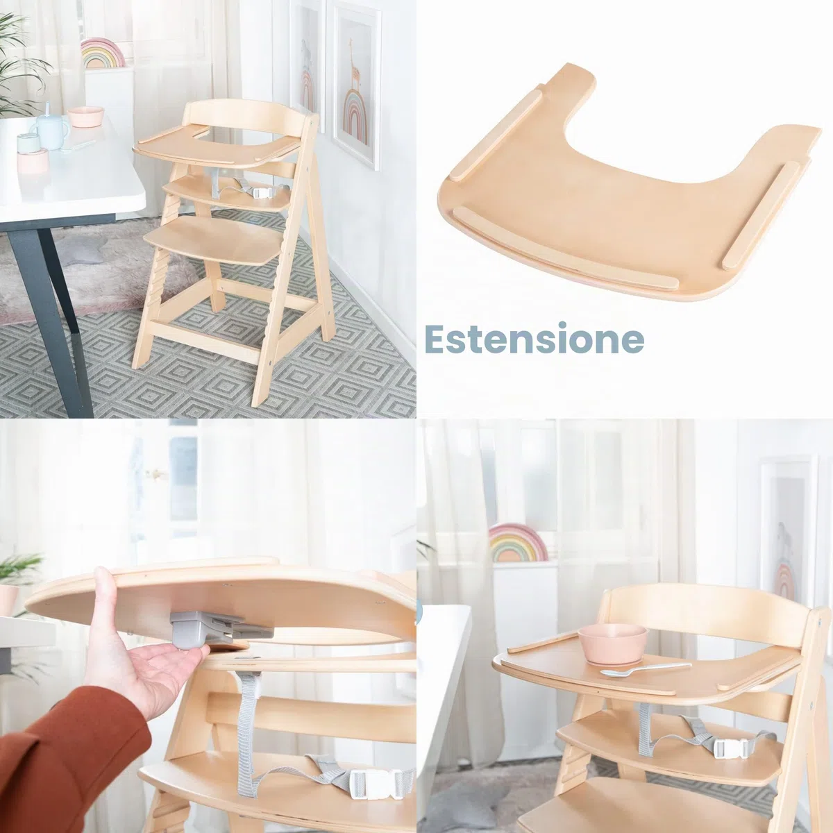 roba Seggiolone Evolutivo Sit Up Flex 2 in 1, Altezza Regolabile, dai 6 Mesi fino ai 70 kg, con Poggiapiedi, Robusto ed Ergonomico, Legno Naturale