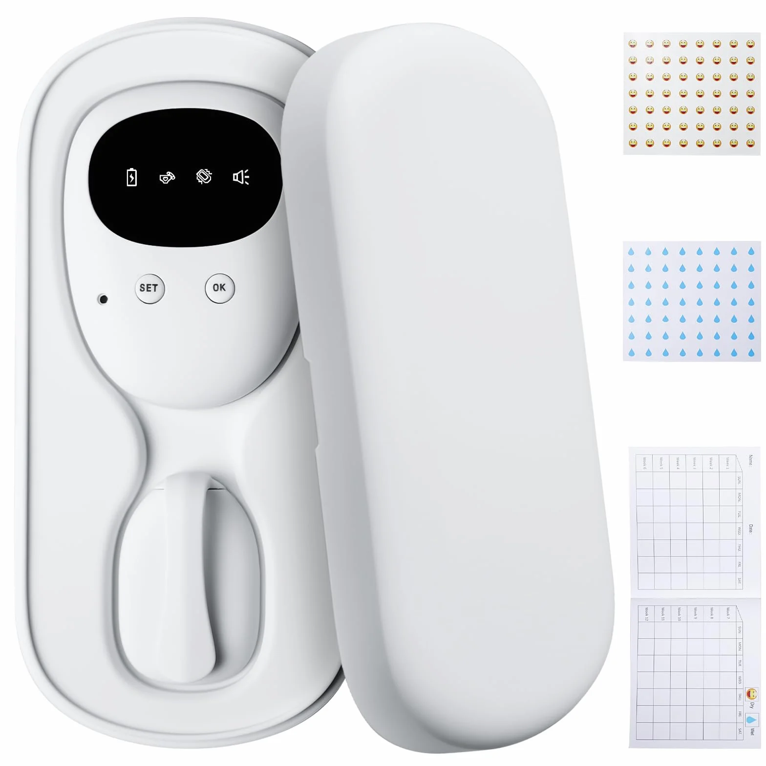 Allarme senza fili per bagnarsi sul letto, allarme wireless con ricevitore e trasmettitore a clip, allarme wireless per bagnarsi sul letto, ricaricabile USB per ragazzi Grils bambini vasino per la
