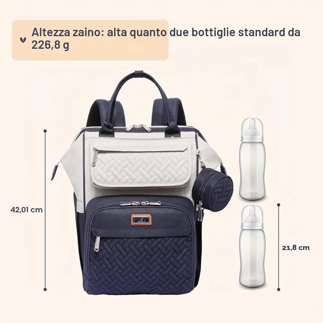 BabbleRoo Zaino-Borsa Fasciatoio, Grande Borsa Fasciatoio Da Viaggio Per Mamma E Papà, Zaino Per Pannolini Con Fasciatoio, Borsa Cambio Con Cinghie Per Passeggino E Porta Ciuccio,