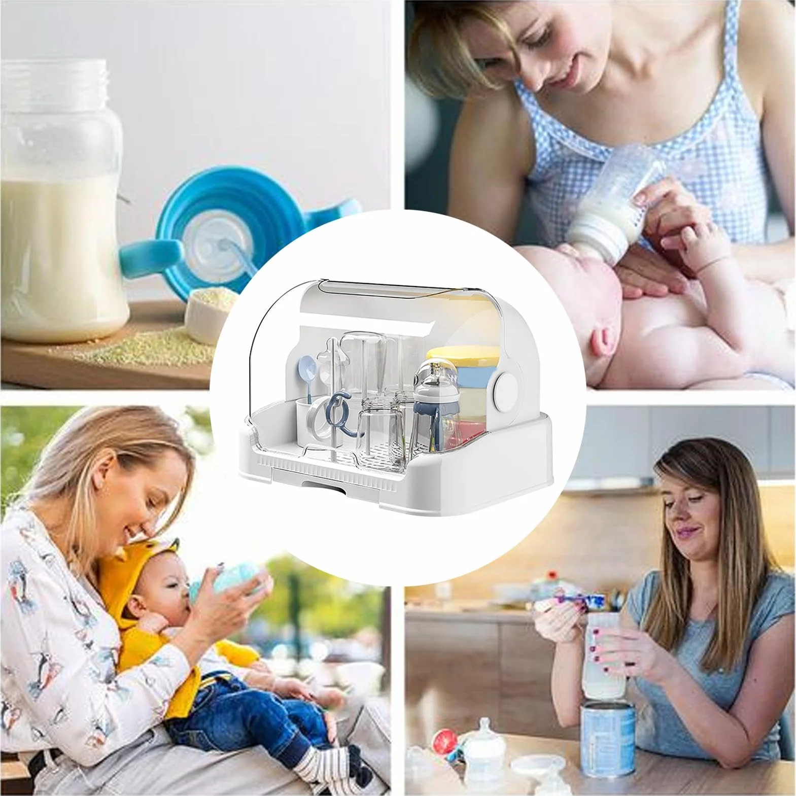 Contenitore per biberon per bambini, con scolapiatti, con coperchi