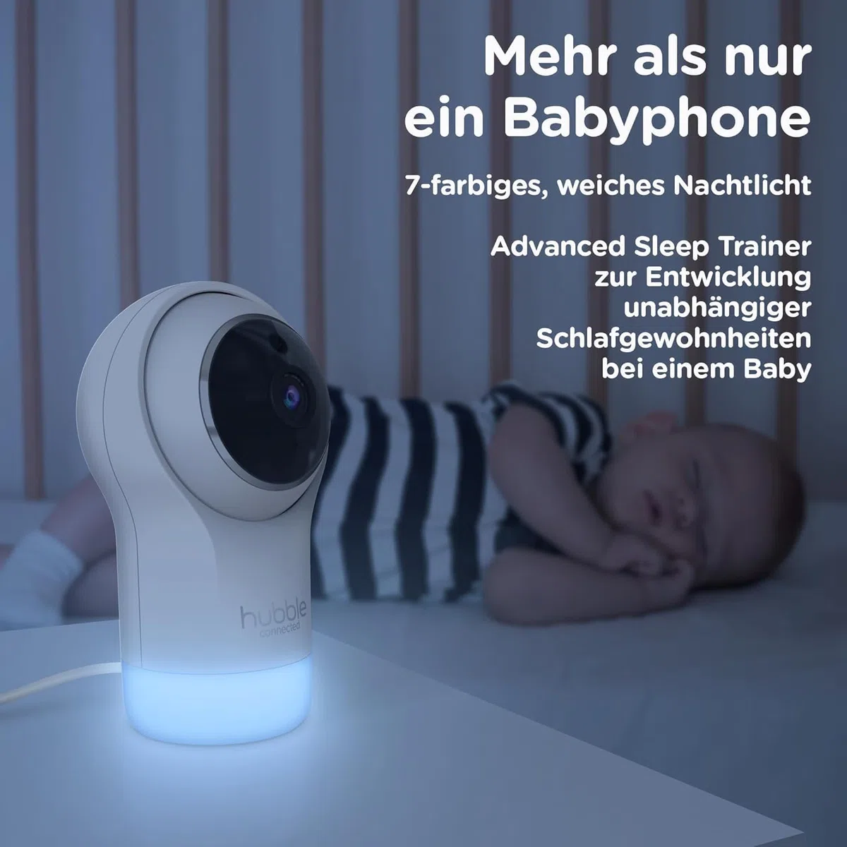 Hubble Pal Glow WiFi Smart Hd1080P Remote Pan, Tilt e Zoom Camera con Talkback Bidirezionale per il Monitoraggio di Neonati e Animali Domestici, Bianco