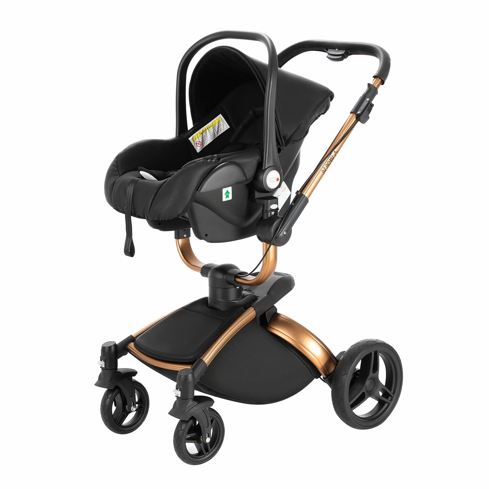 Passeggino 3in1 in pelle PU rotabile 360° con modalità culla | Pieghevole con un clic Convertibilità da neonato a toddler Rosa