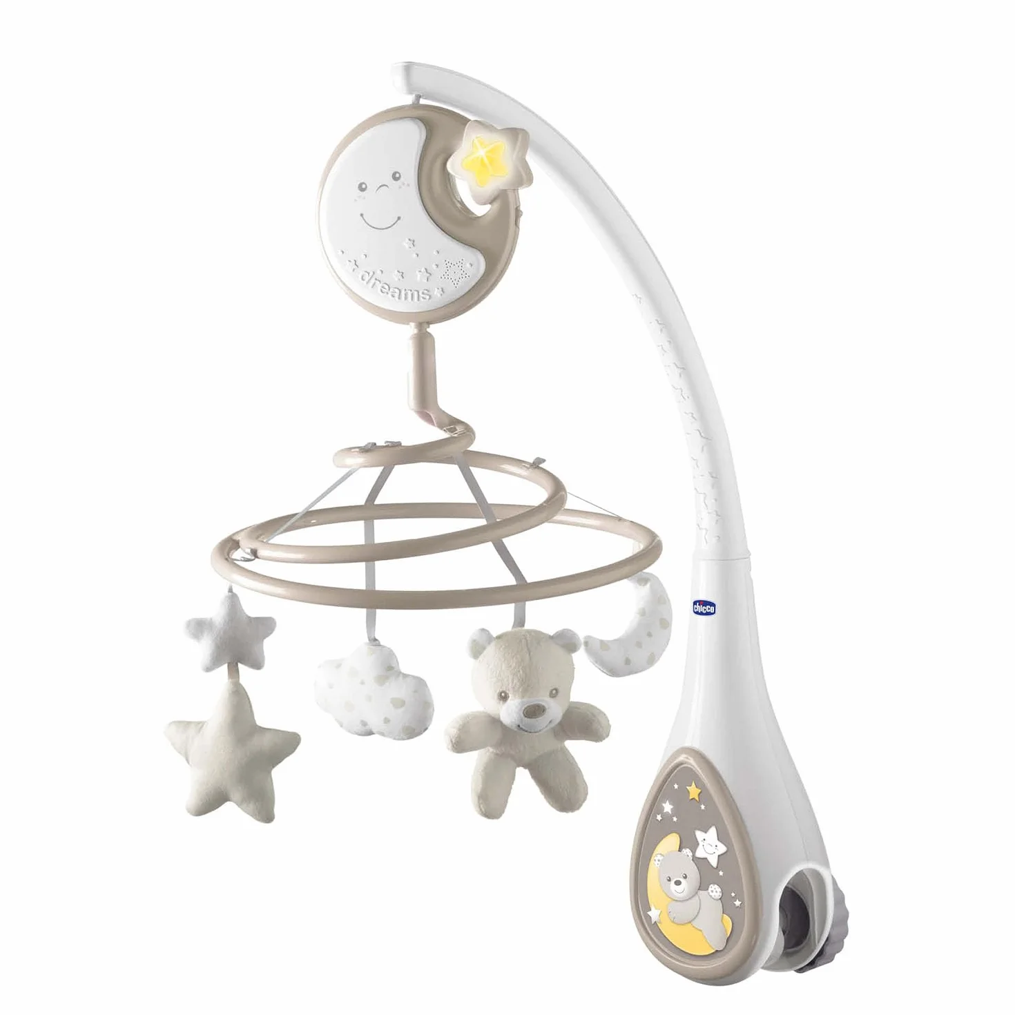 Chicco Next2Dreams Giostrina Neonato 3in1 z Carillon Elettronico dla Culla i Łóżeczka, Kompatybilna z Chicco Next2Me, Efekty Dźwiękowe, Projektor Światła, Muzyka 0+ Miesięcy