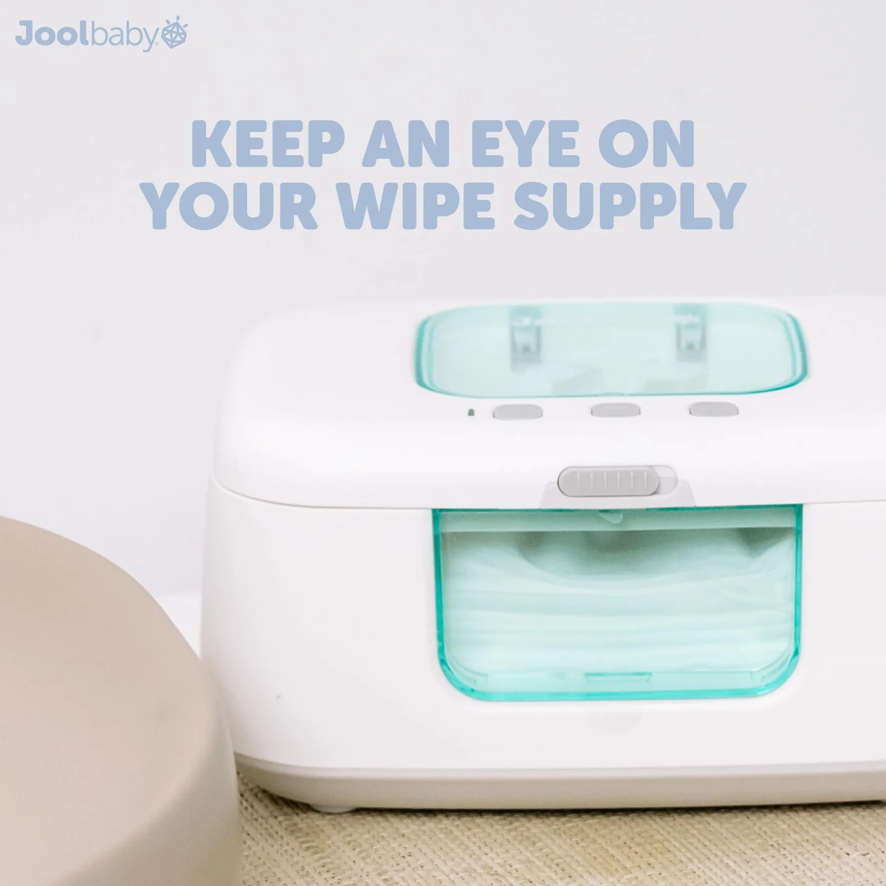 Jool Baby TinyBums Scaldasalviette Dispenser LED Luce Cambia Interruttore On/Off Aqua