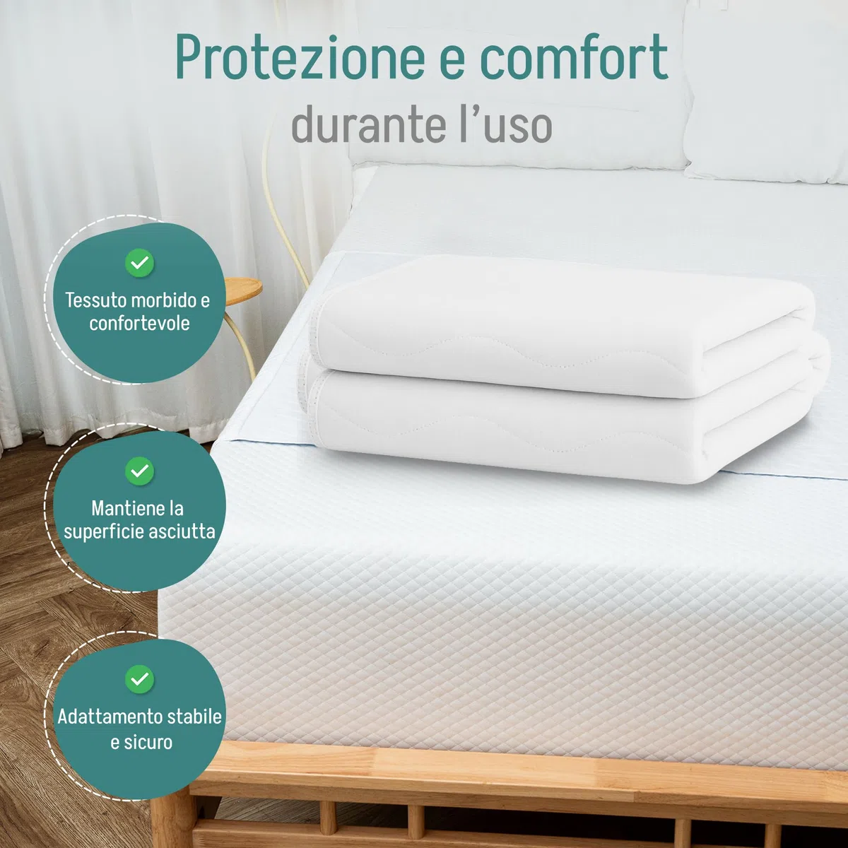 Coprimaterassi matrimoniale impermeabile. Traverse letto anziani lavabili. Panno per l’incontinenza: alato. Protezione impermeabile per Incontinenza - assorbente 3,15 litri/m². 135 x 85 cm - (pack x2)
