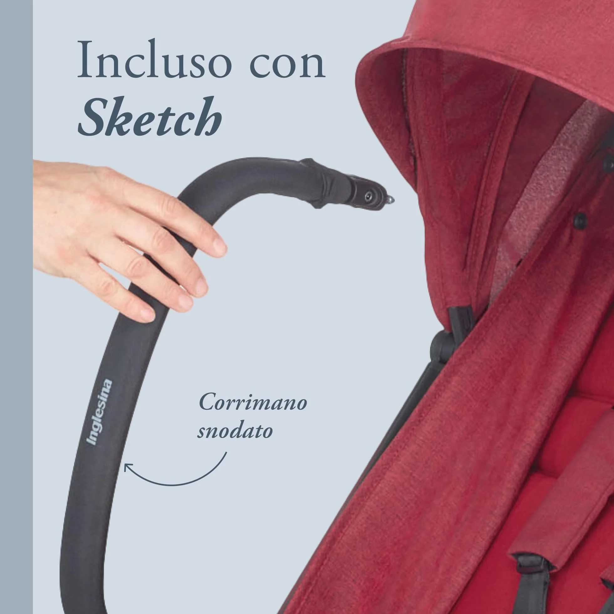 Inglesina Sketch Passeggino Leggero Compatto Rosso 17kg Chiusura una Mano UPF 50+
