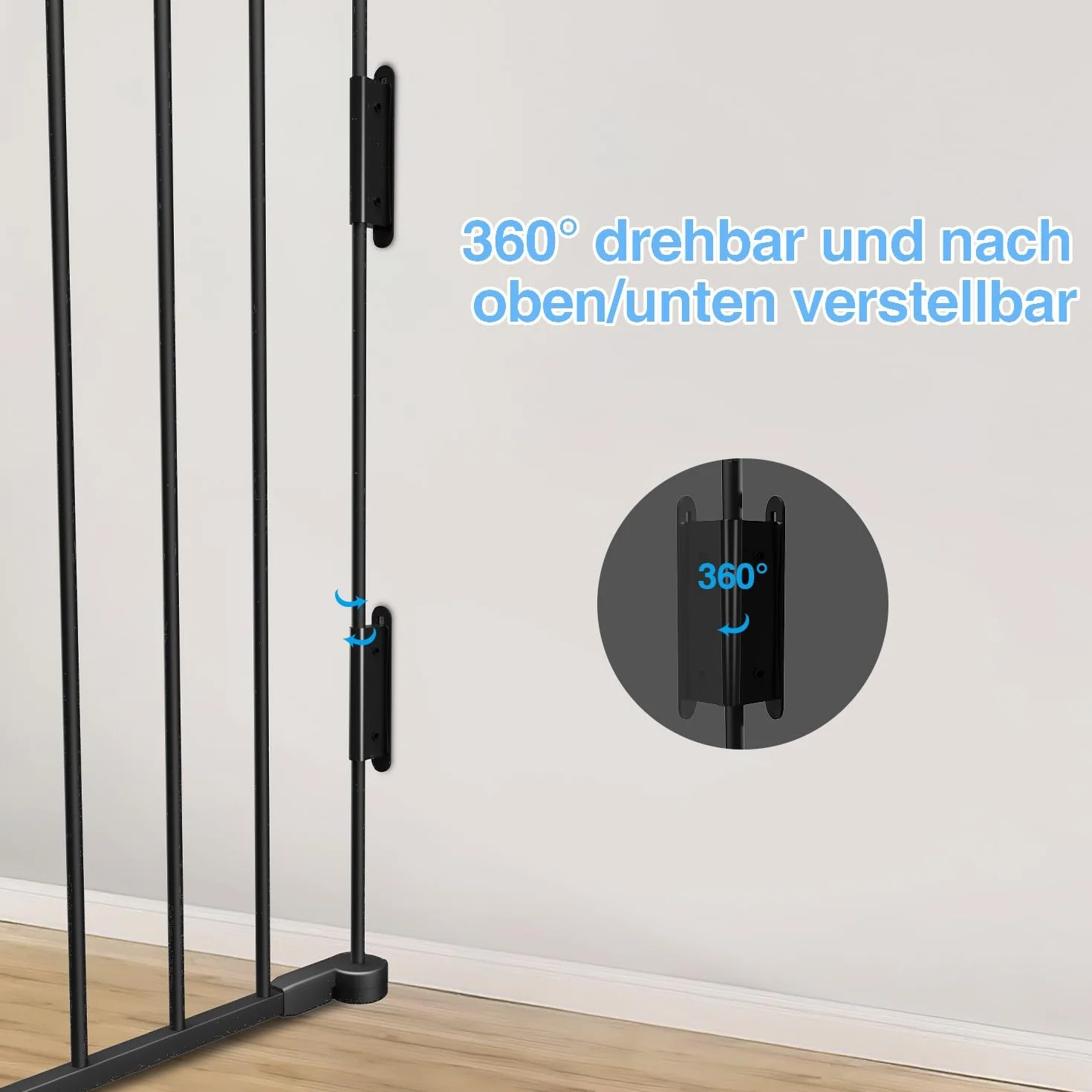 Sonnewelt Cancelletto per bambini 310 cm, Cancello per cani， griglia di protezione per porta, 5 pezzi, in metallo, per bambini e animali domestici, colore: nero
