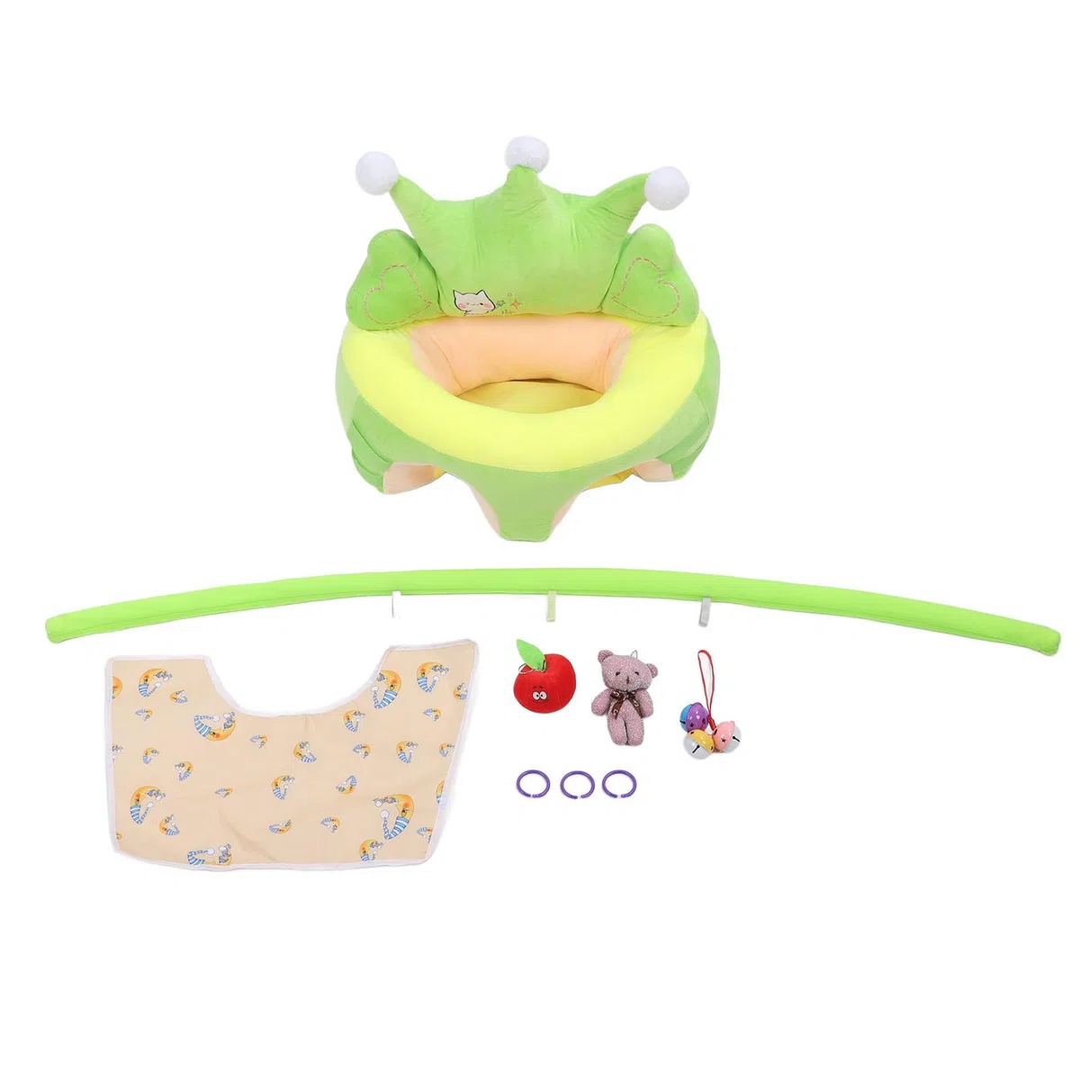 Il Morbido Seggiolino di Supporto per Bambini in Peluche Mantiene la Postura Seduta Comoda Imparando a Sedersi Sulla Sedia per Neonati e Bambini Piccoli (GREEN)