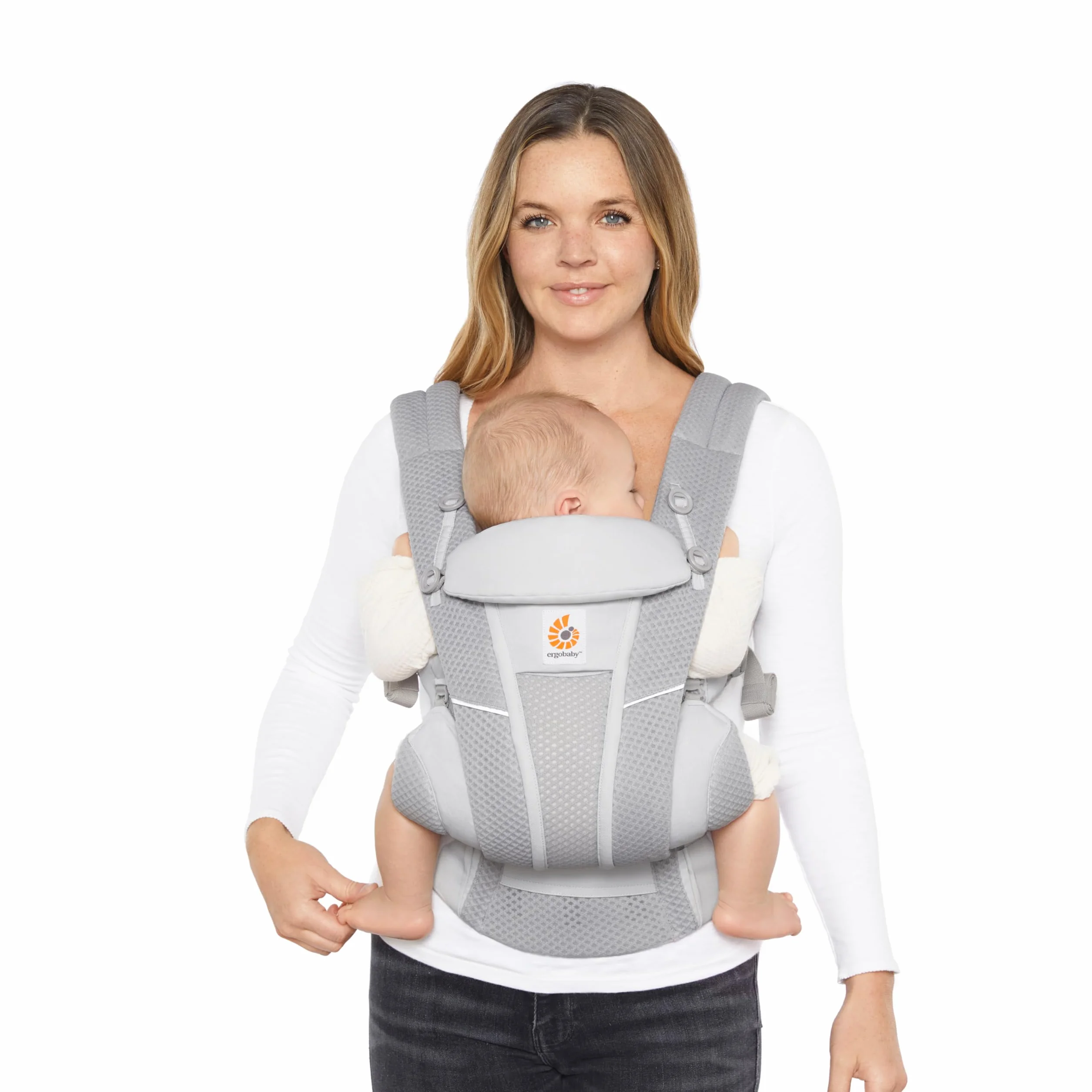 Marsupio Ergobaby Omni Breeze per neonati, 4 posizioni SoftFlex Mesh marsupio anteriore ergonomico marsupio posteriore per neonati (Pearl Grey)